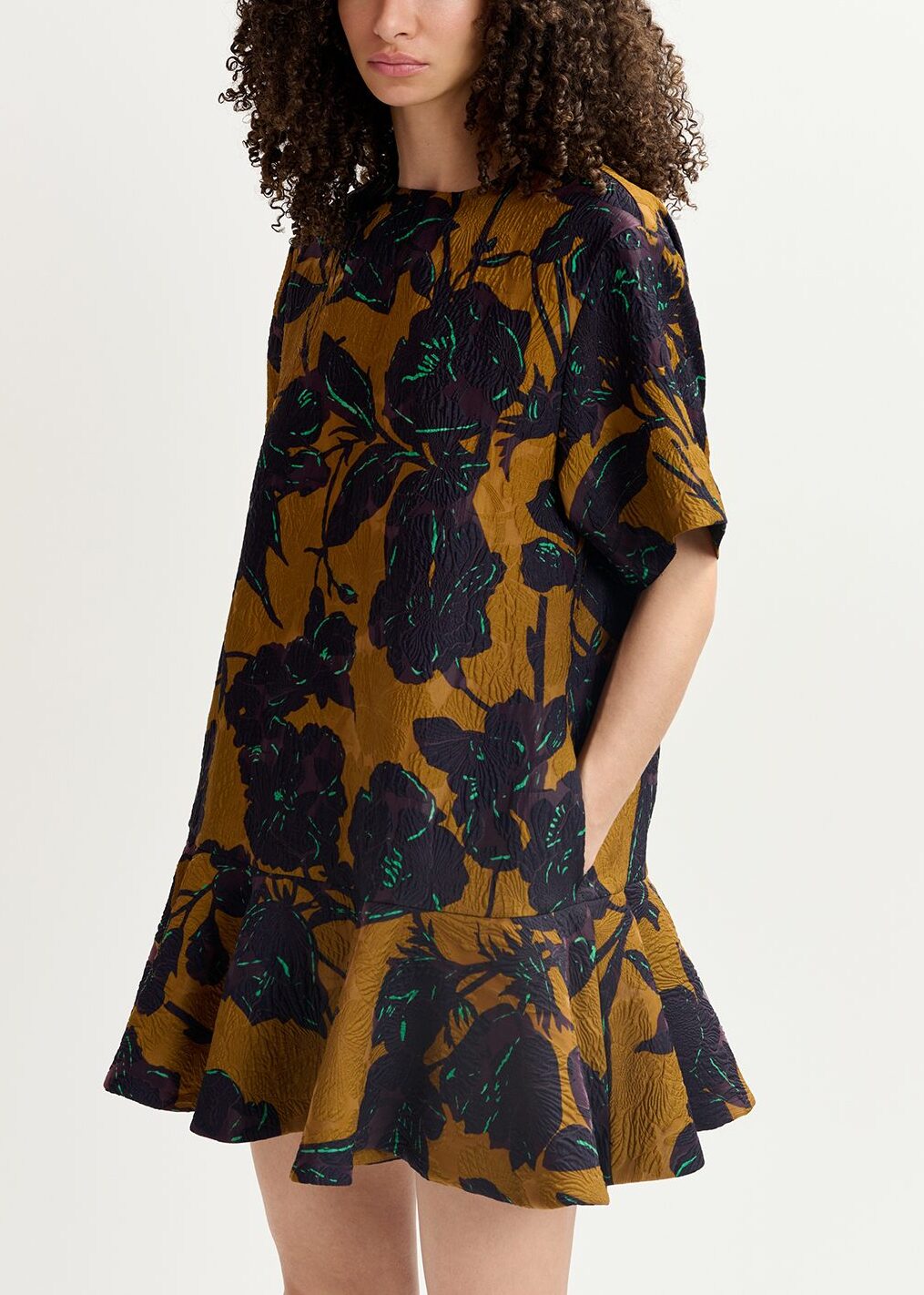 Mini-robe à  imprimé fleuri bronze et bleu marine RE—SSENTIEL | Essentiel second hand