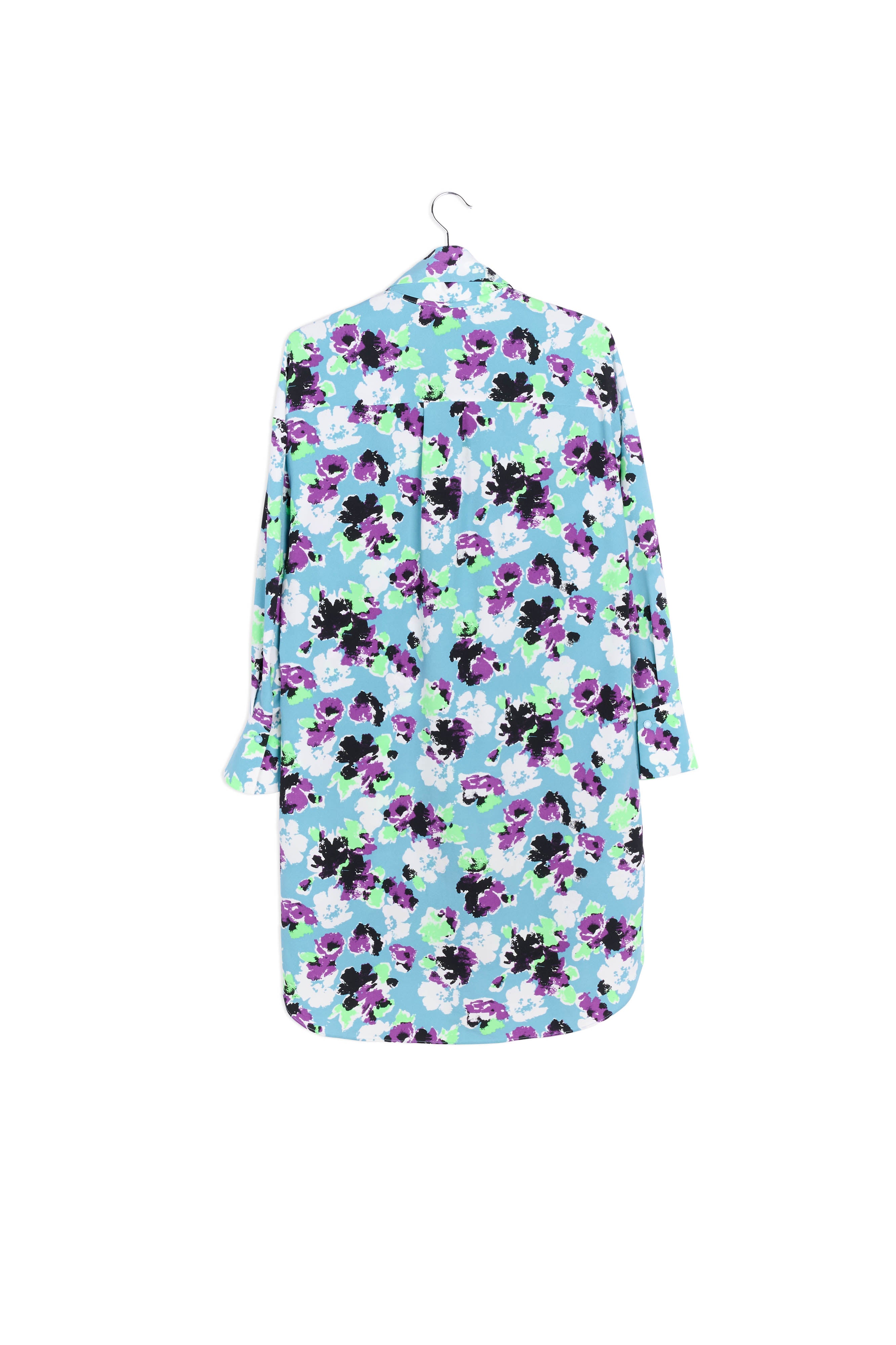 Lichtblauwe mini-hemdjurk met bloemenprint RE—SSENTIEL | Essentiel second hand