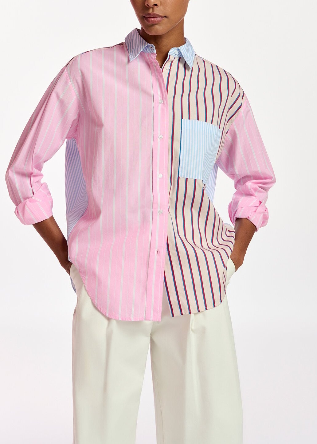 Multicolor striped cotton shirt RE—SSENTIEL | Essentiel second hand