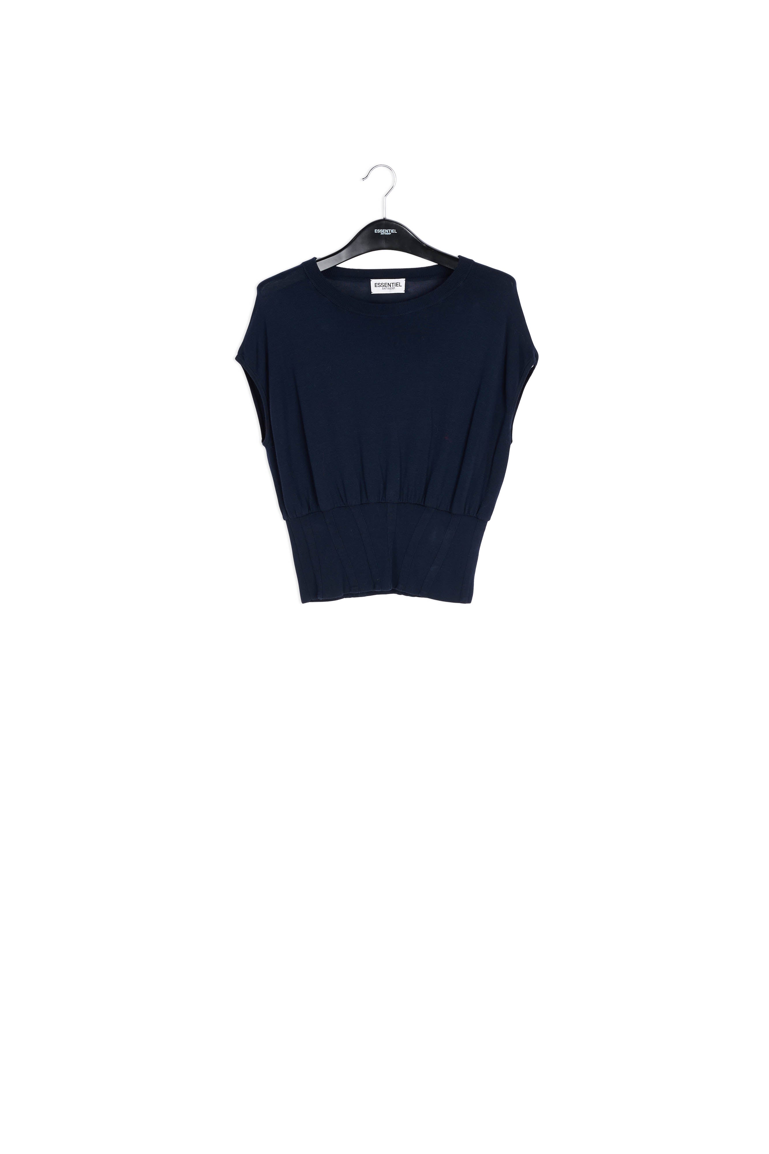 Dark blue sleeveless knitted top with fitted waist RE—SSENTIEL | Essentiel second hand