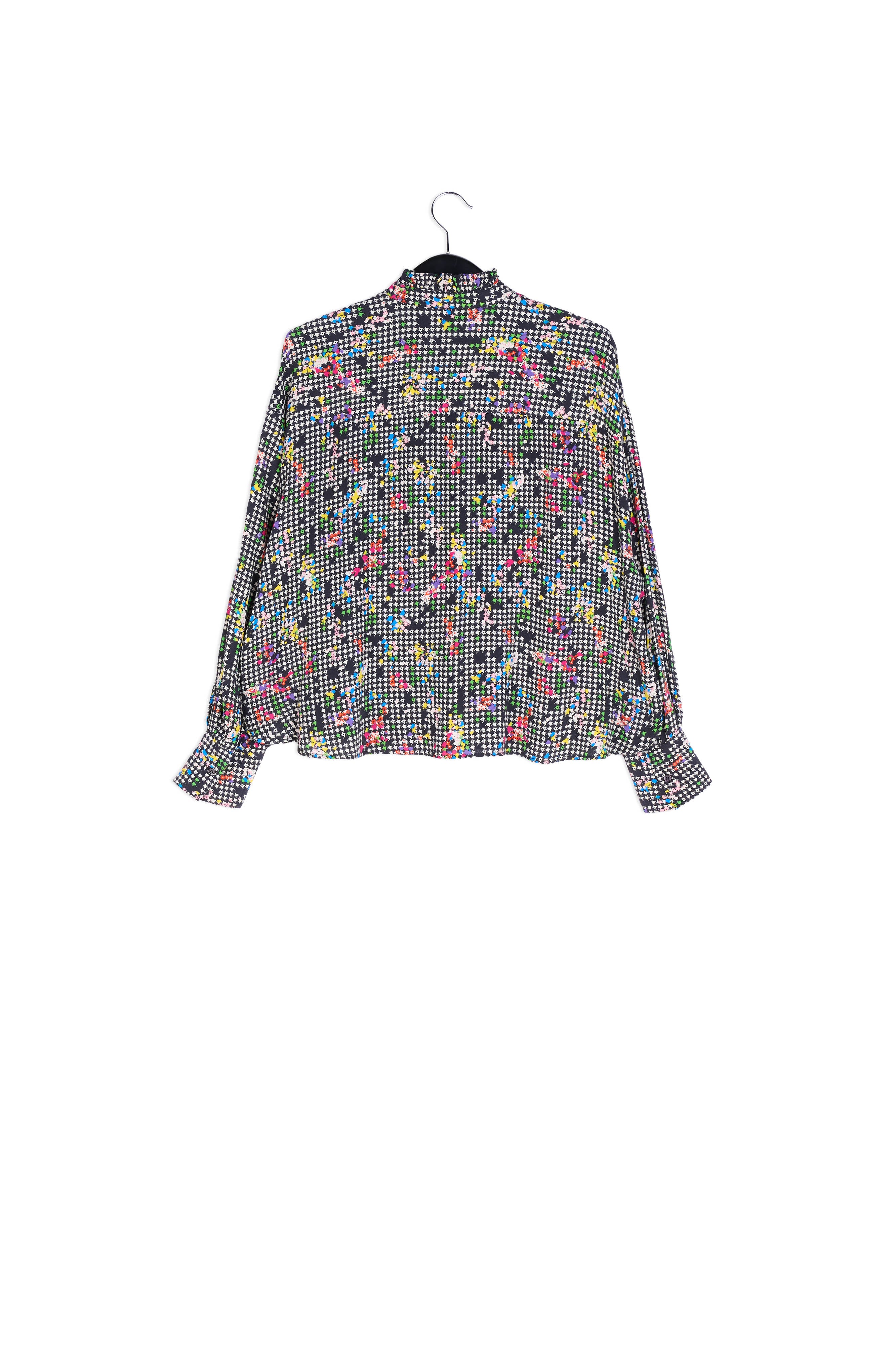 Black and white boxy shirt with frilled collar RE—SSENTIEL | Essentiel second hand