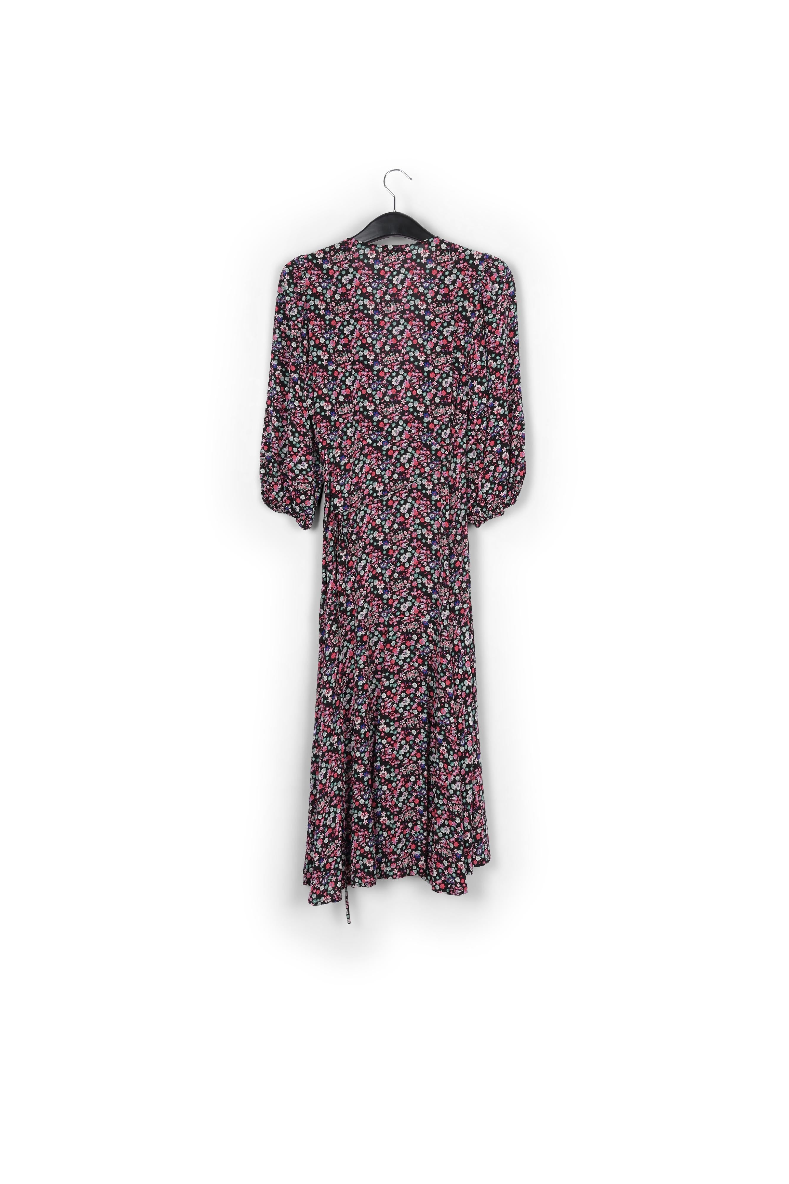 Robe maxi cache-cœur noire à imprimé floral RE—SSENTIEL | Essentiel second hand