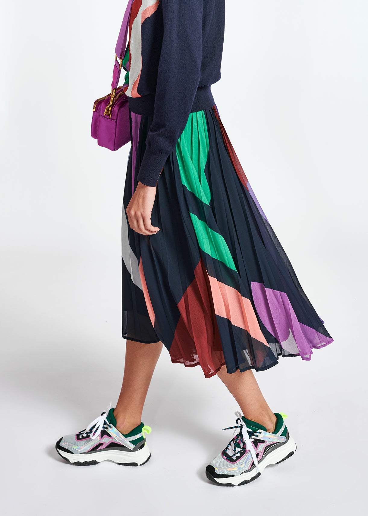 Navy blue sweater with swirling stripes RE—SSENTIEL | Essentiel second hand