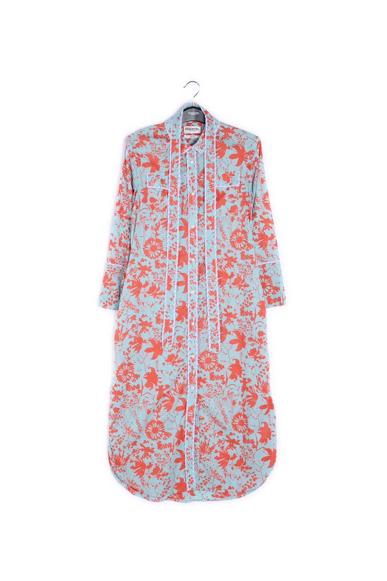 Blue and red floral shirt dress RE—SSENTIEL | Essentiel second hand