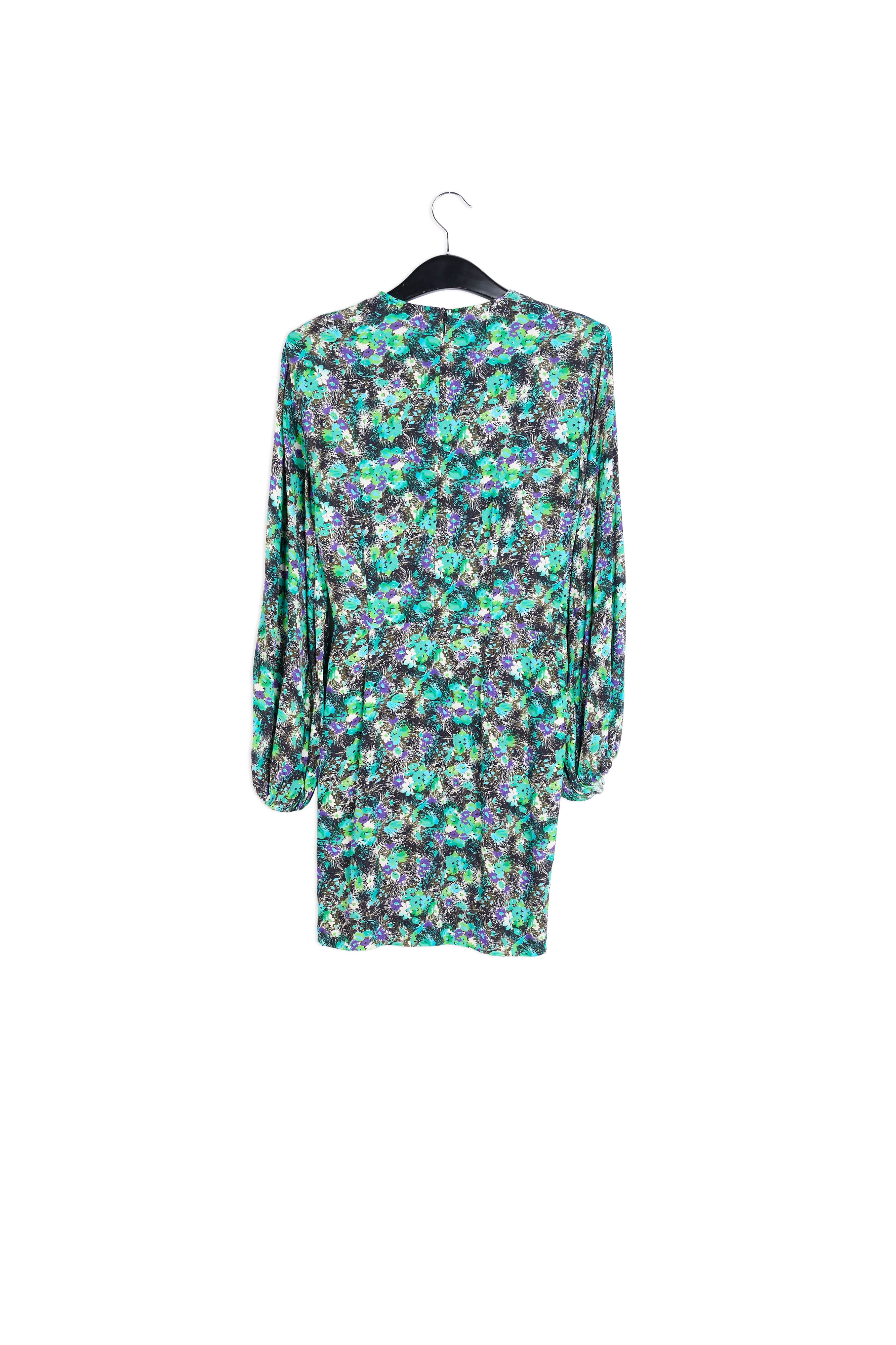 Grey and green floral print mini dress RE—SSENTIEL | Essentiel second hand