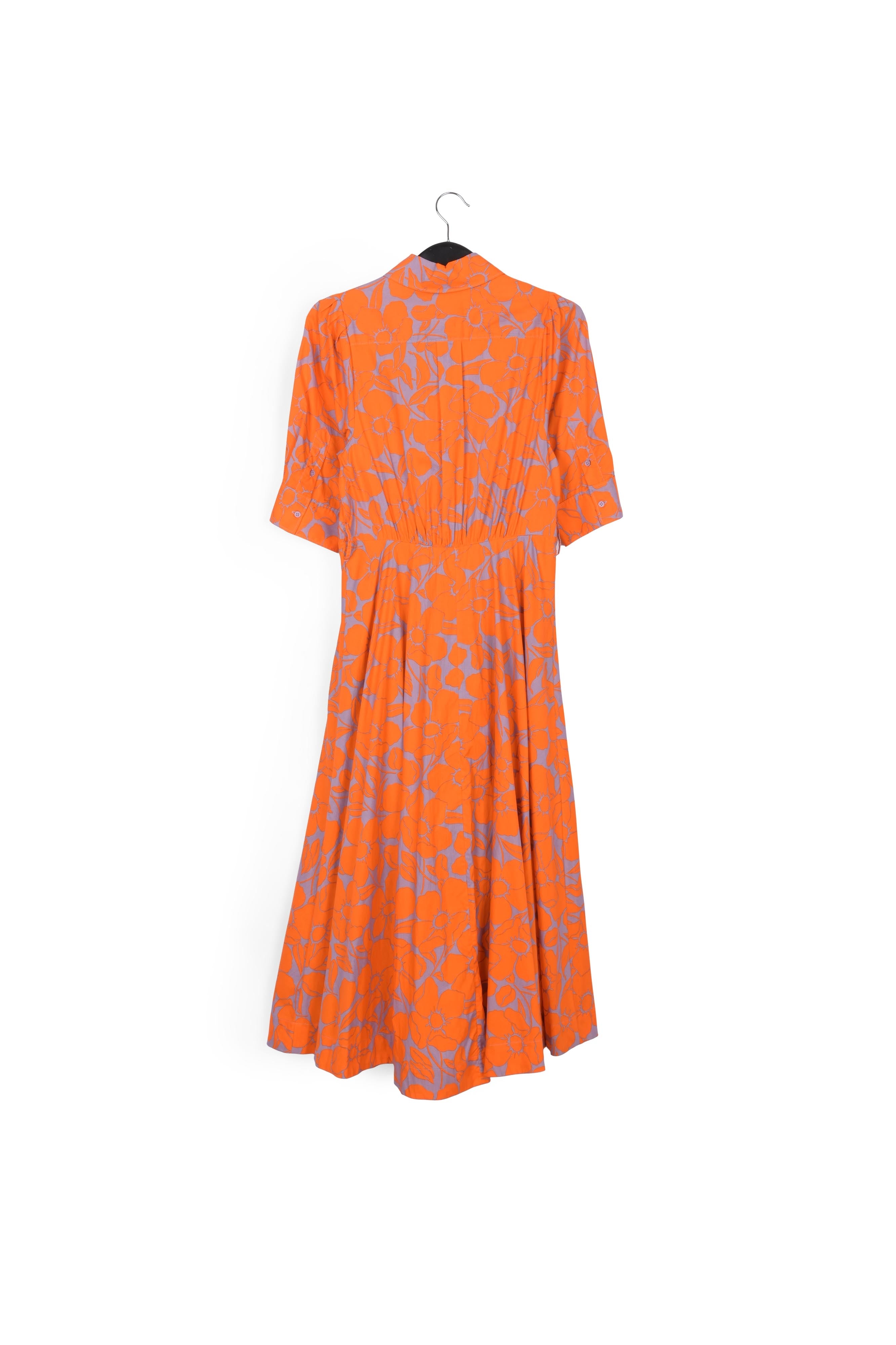 Robe chemise midi à imprimé fleuri orange et lilas RE—SSENTIEL | Essentiel second hand