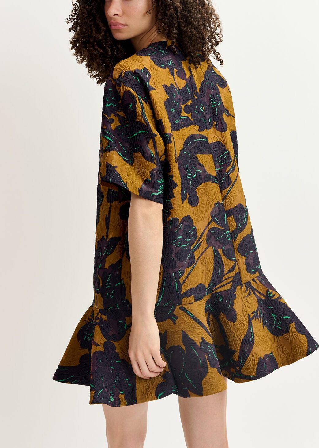 Mini-robe à  imprimé fleuri bronze et bleu marine RE—SSENTIEL | Essentiel second hand