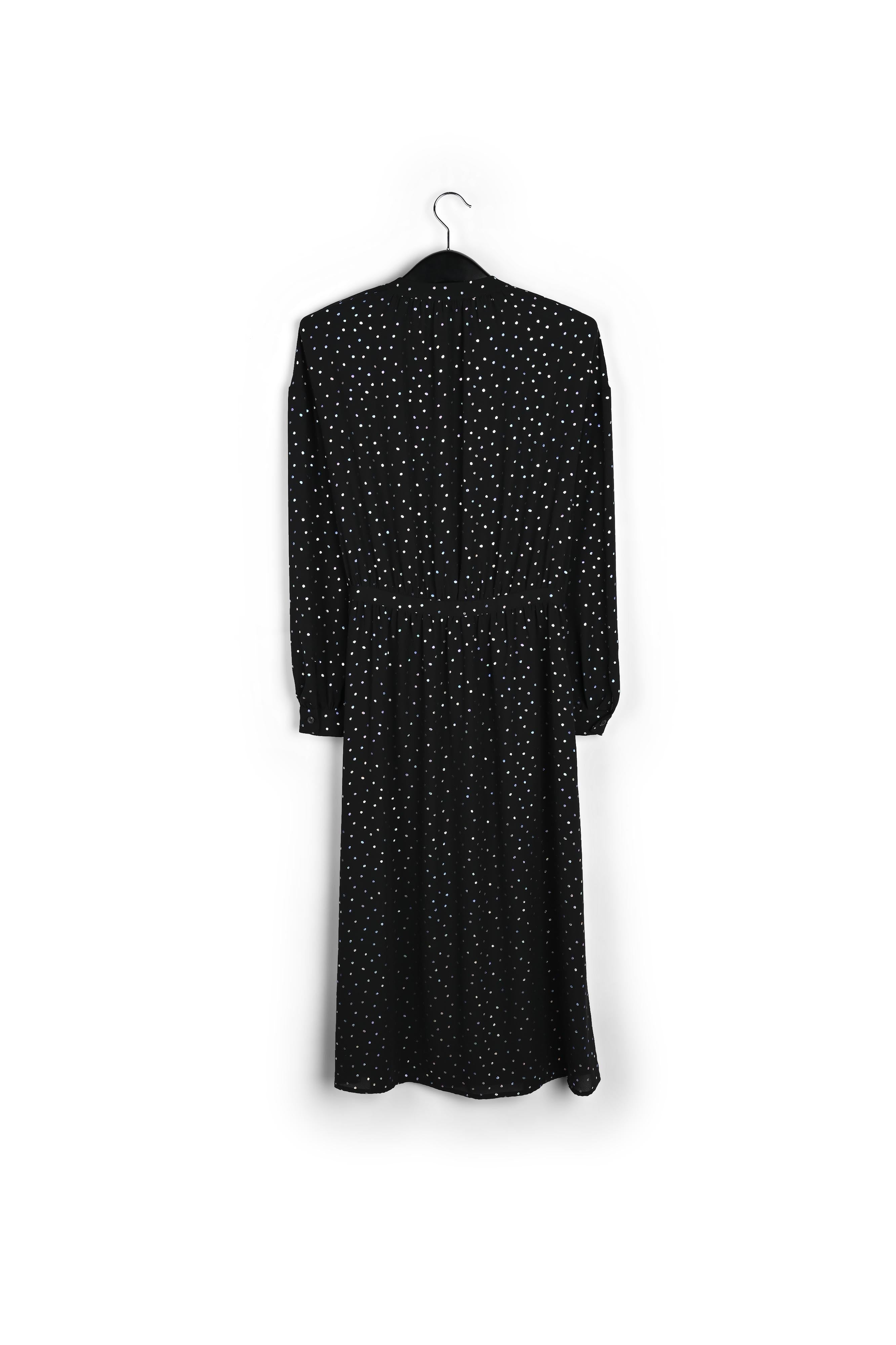Robe midi noire ceinturée à pois holographiques RE—SSENTIEL | Essentiel second hand