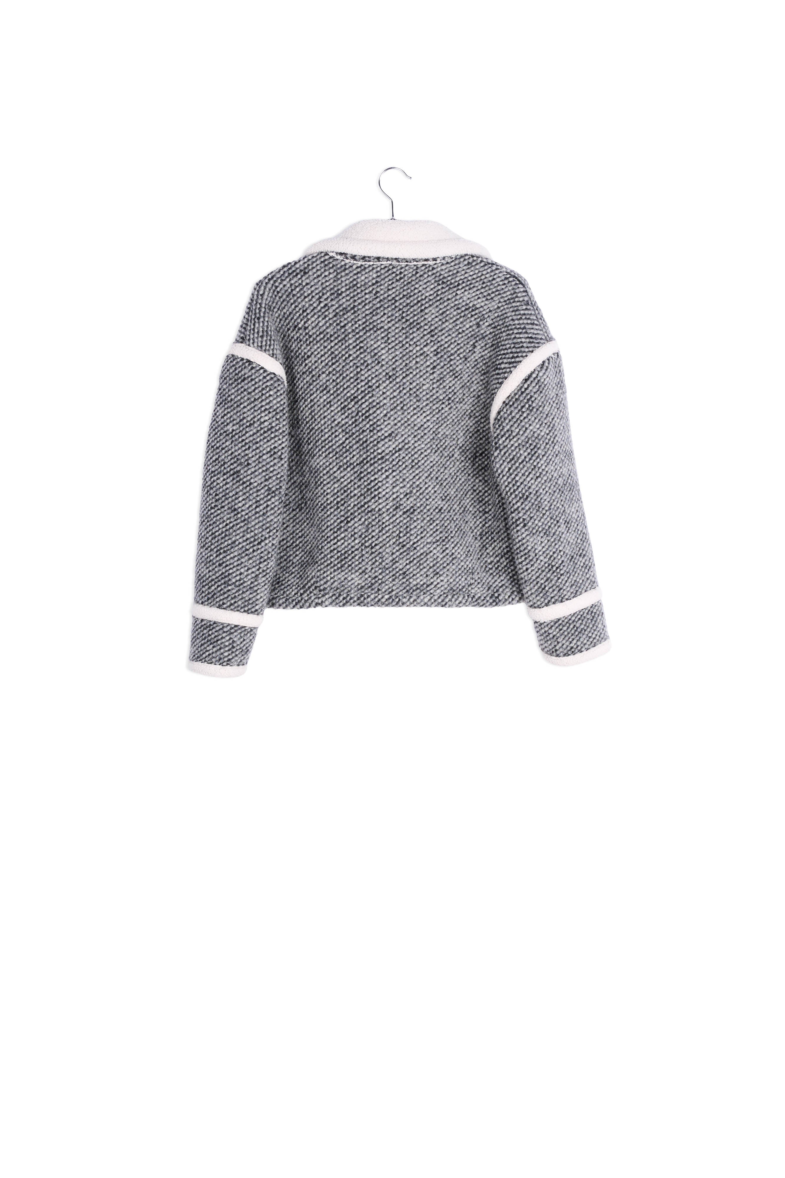 Black and off-white faux fur jacket RE—SSENTIEL | Essentiel second hand