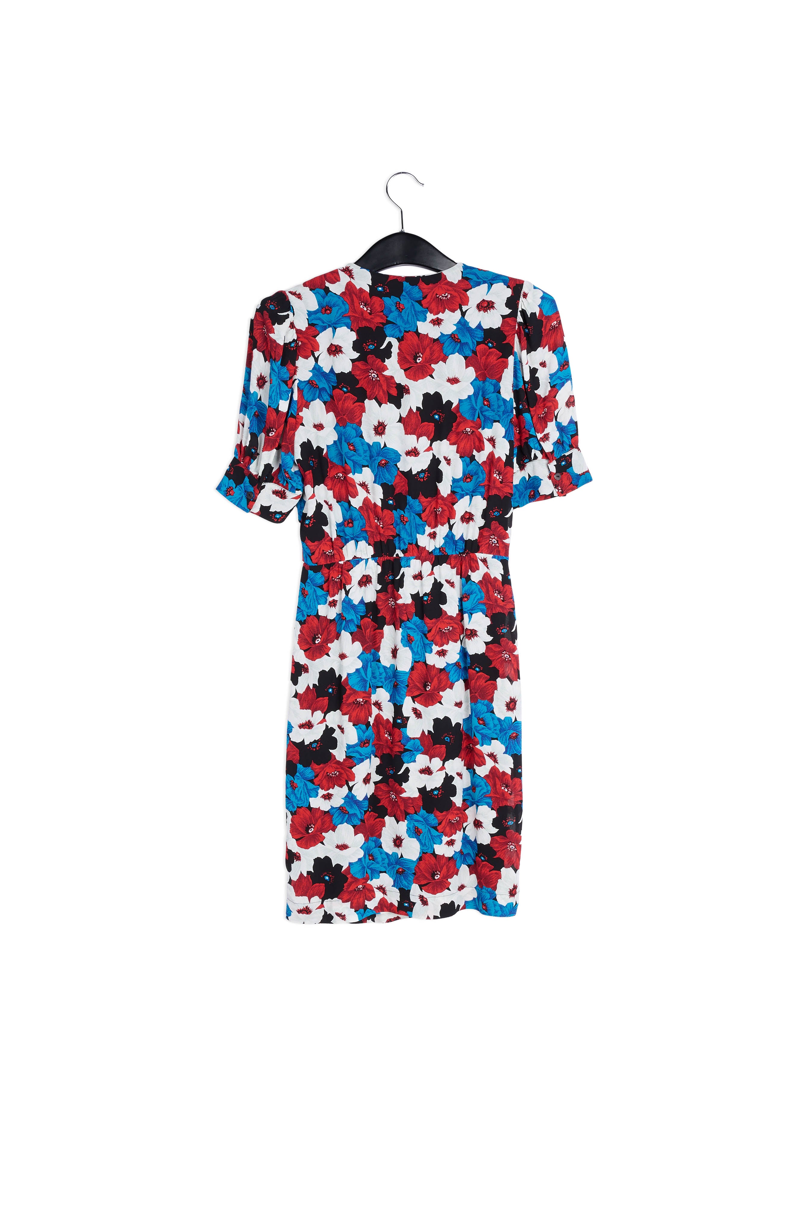 Wikkeljurk met rode, blauwe en witte bloemenprint RE—SSENTIEL | Essentiel second hand