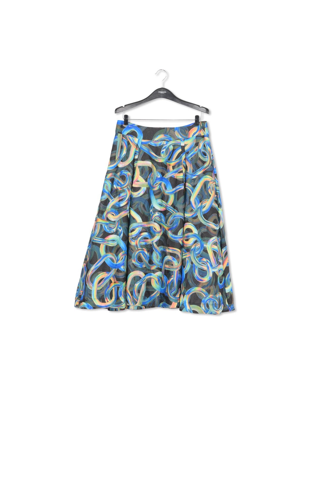 Black jacquard pleated midi skirt with abstract print RE—SSENTIEL | Essentiel second hand