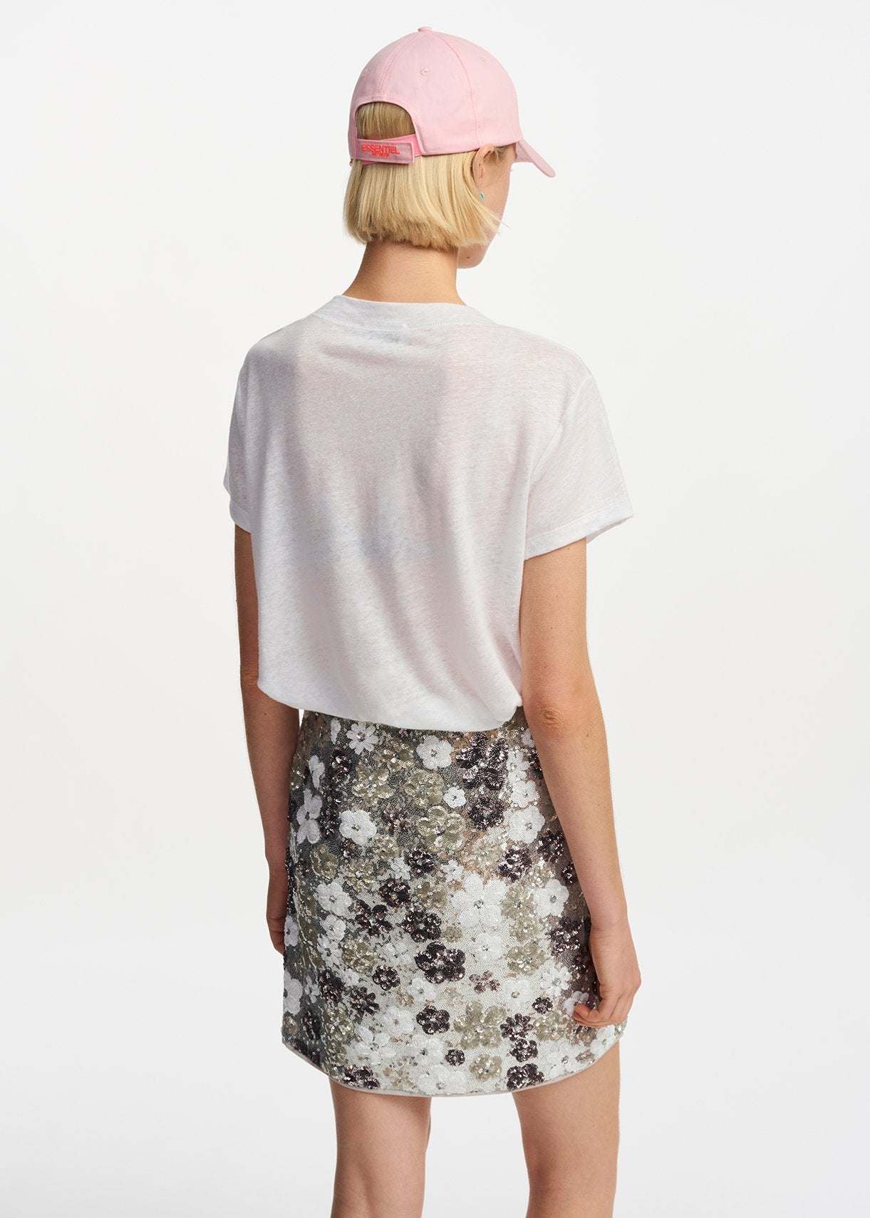 White linen V-neck T-shirt RE—SSENTIEL | Essentiel second hand