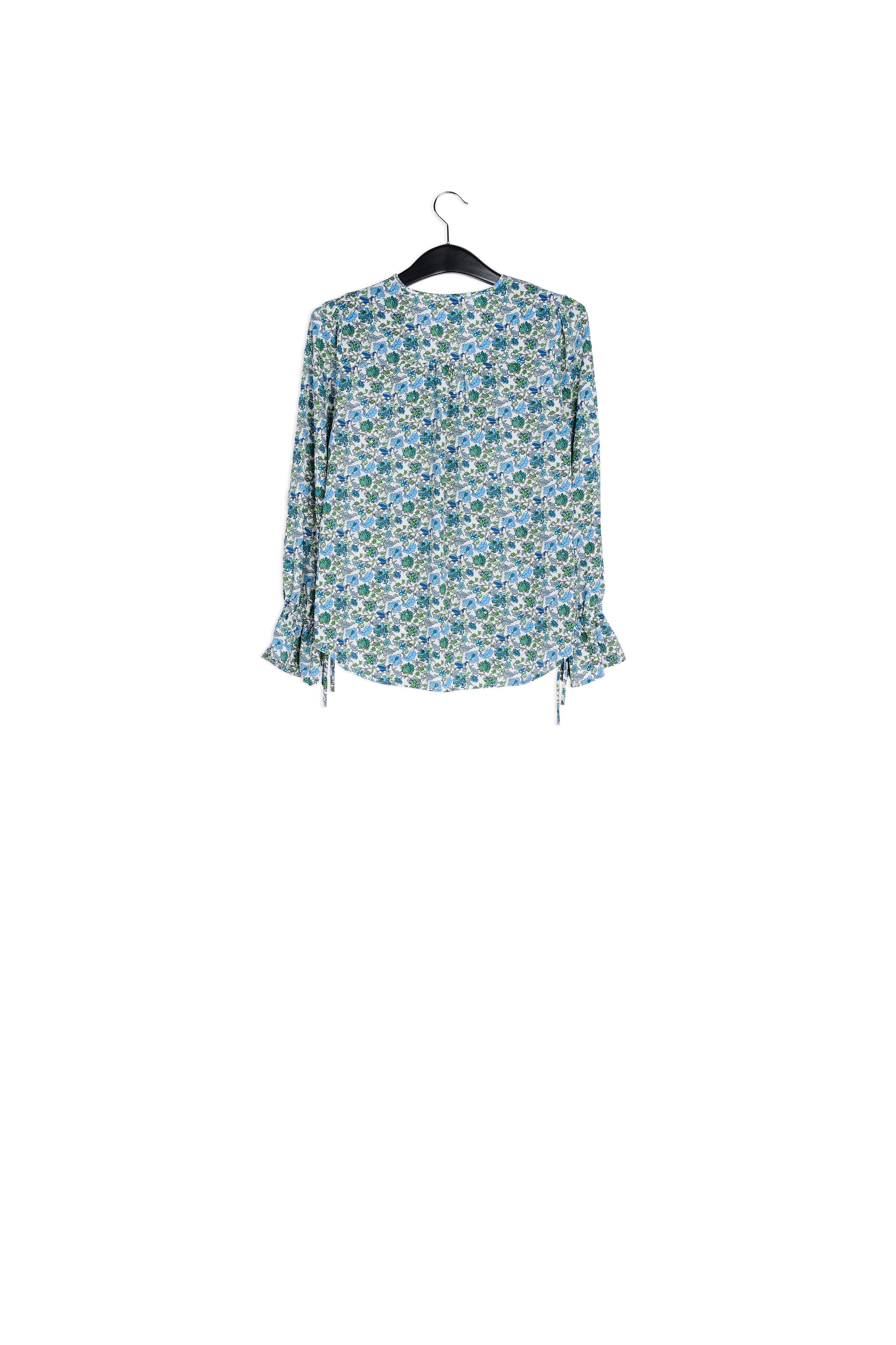 White top with blue floral print and rhinestones RE—SSENTIEL | Essentiel second hand