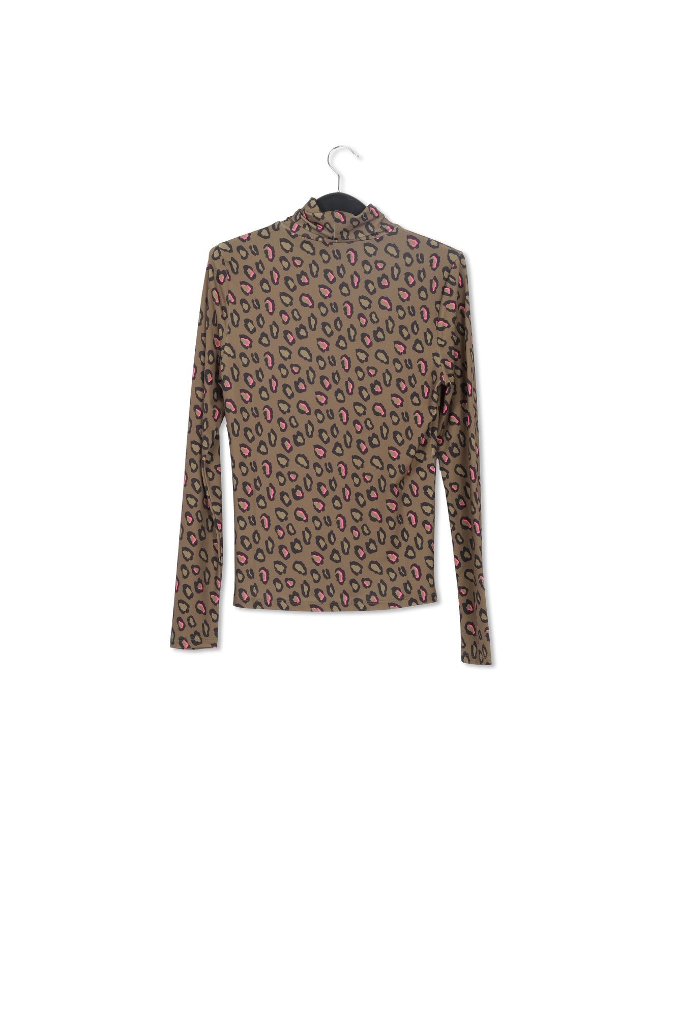 Khaki leopard-print turtleneck top RE—SSENTIEL | Essentiel second hand