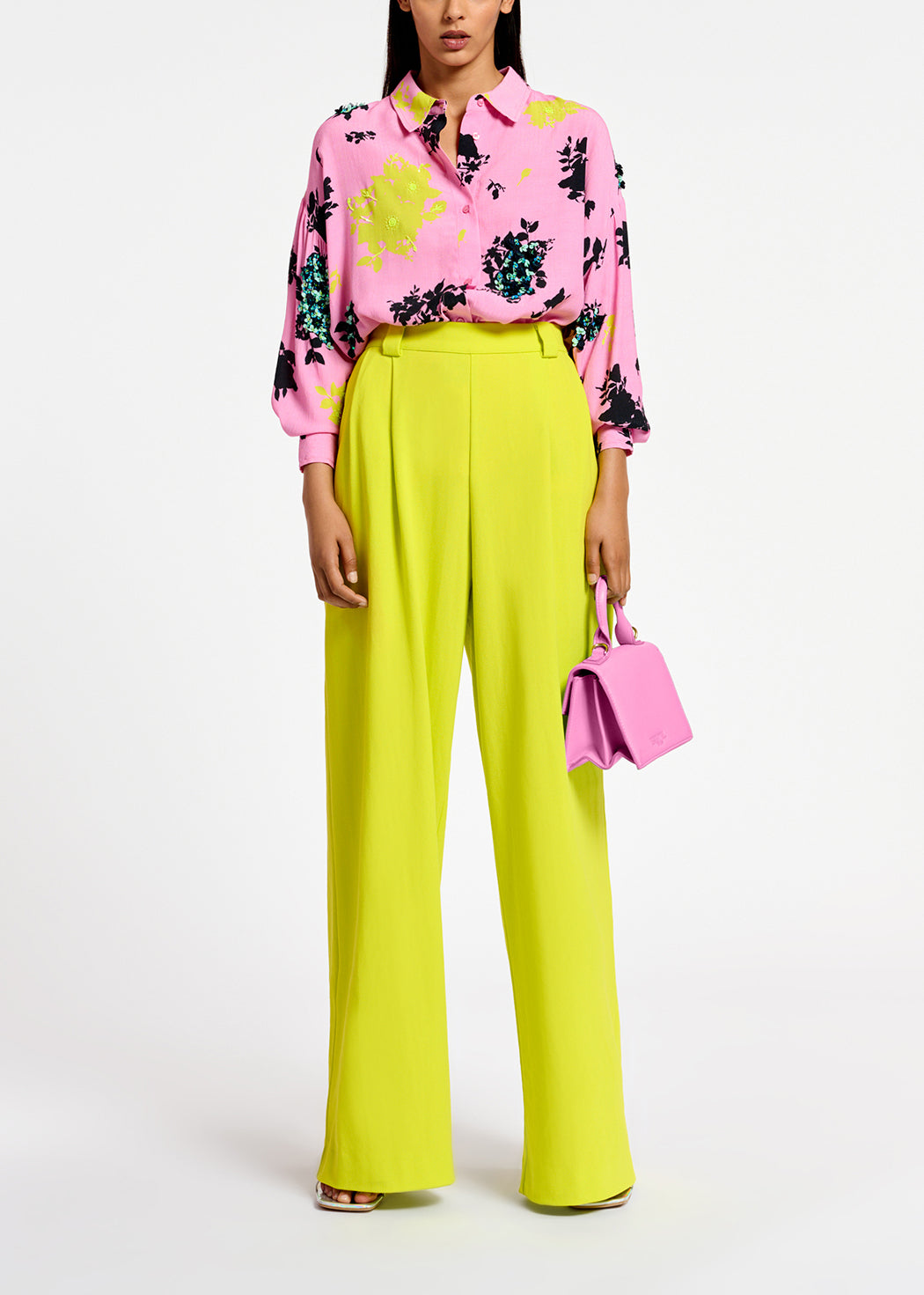 Chemise à imprimé fleuri rose, noir et jaune RE—SSENTIEL | Essentiel second hand