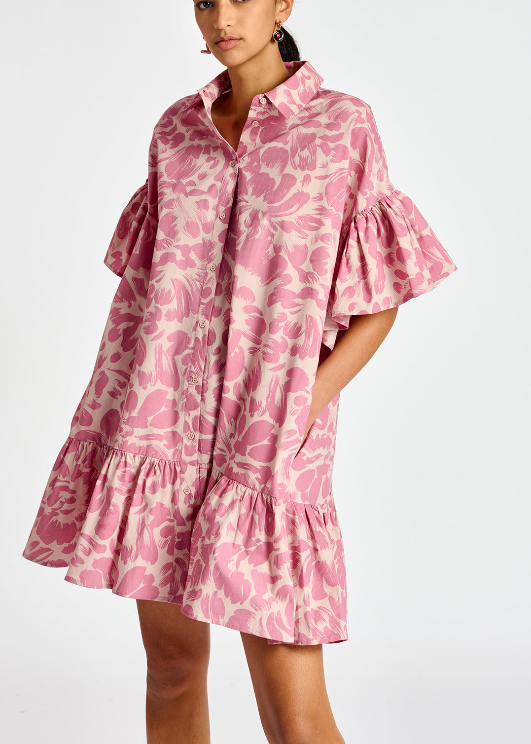 Light pink and lilac floral-print a-line mini dress RE—SSENTIEL | Essentiel second hand