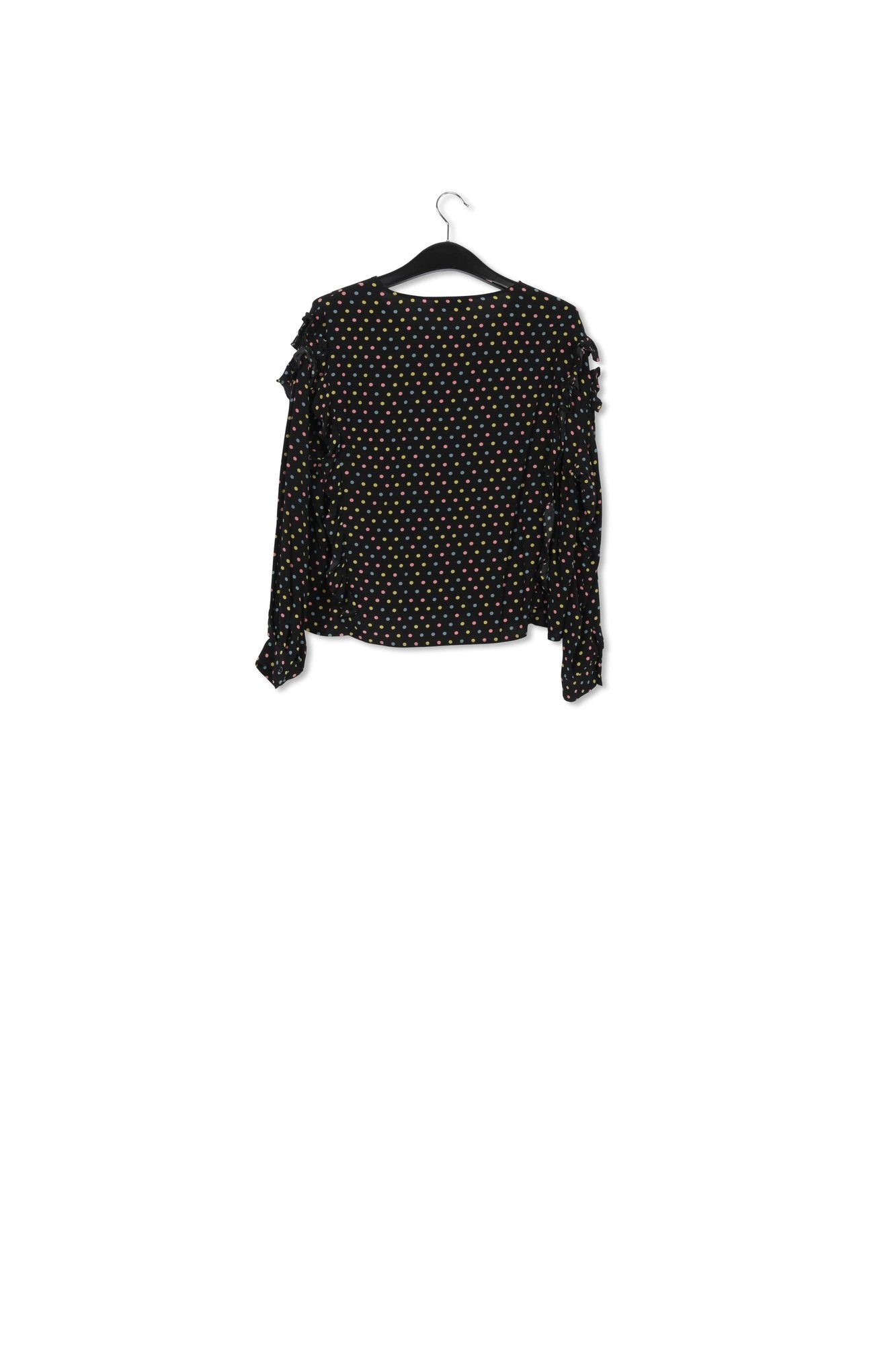 Black polka-dot top with ruffles RE—SSENTIEL | Essentiel second hand