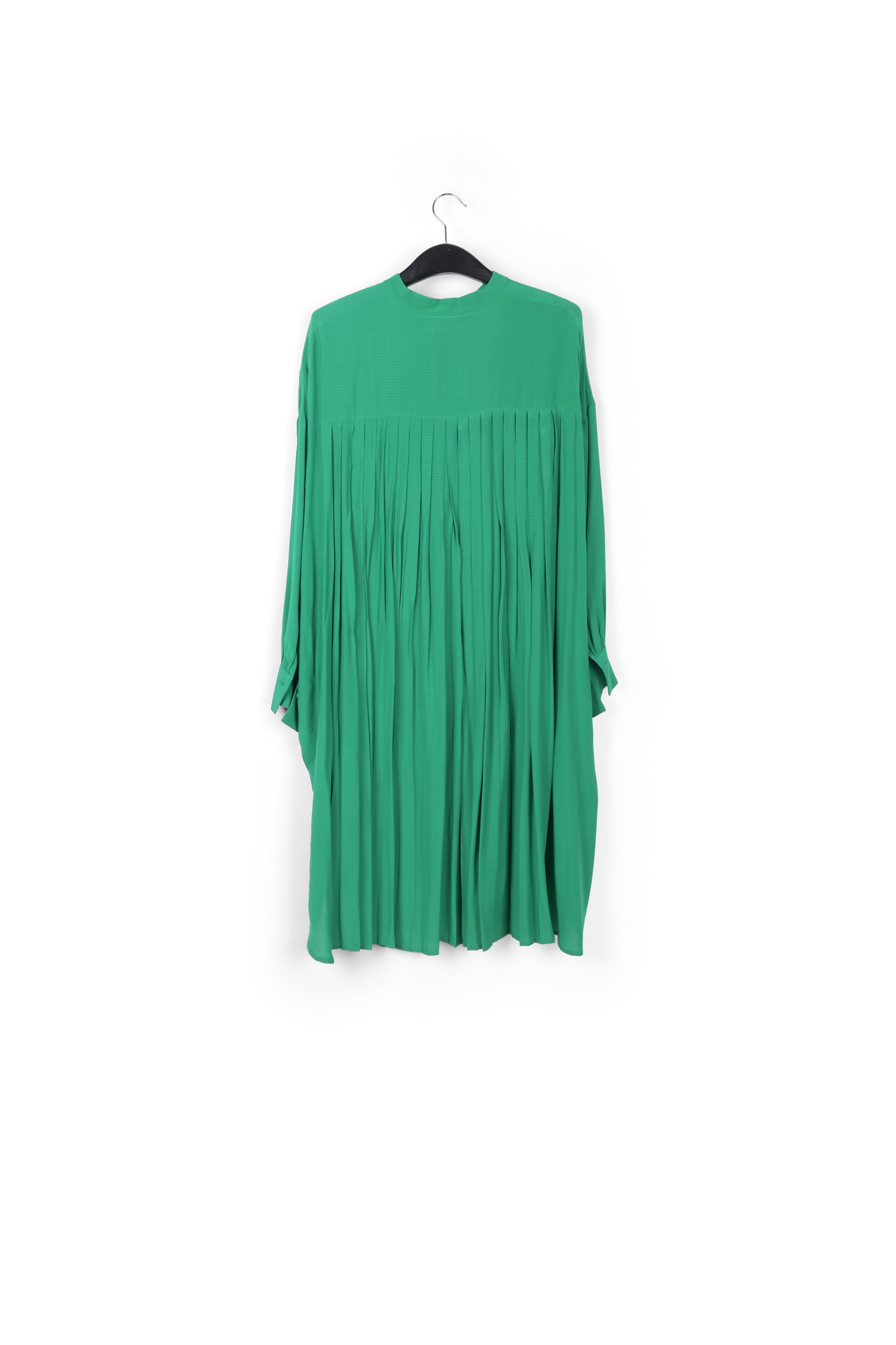 Green relaxed-fit shirt dress with plissé backside RE—SSENTIEL | Essentiel second hand