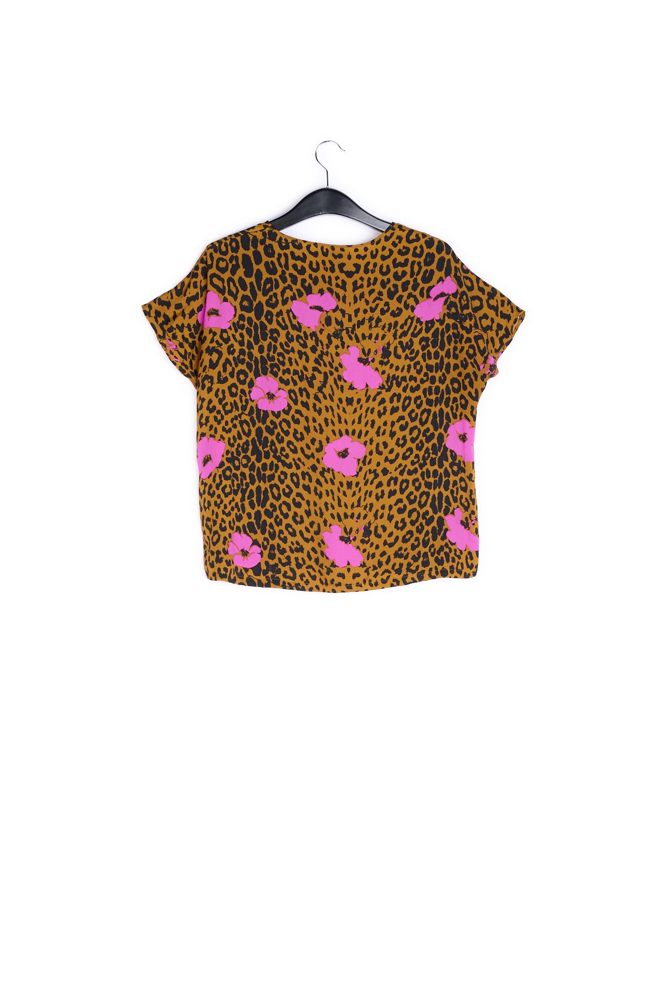 Leopard printed t-shirt with pink statement detail RE—SSENTIEL | Essentiel second hand