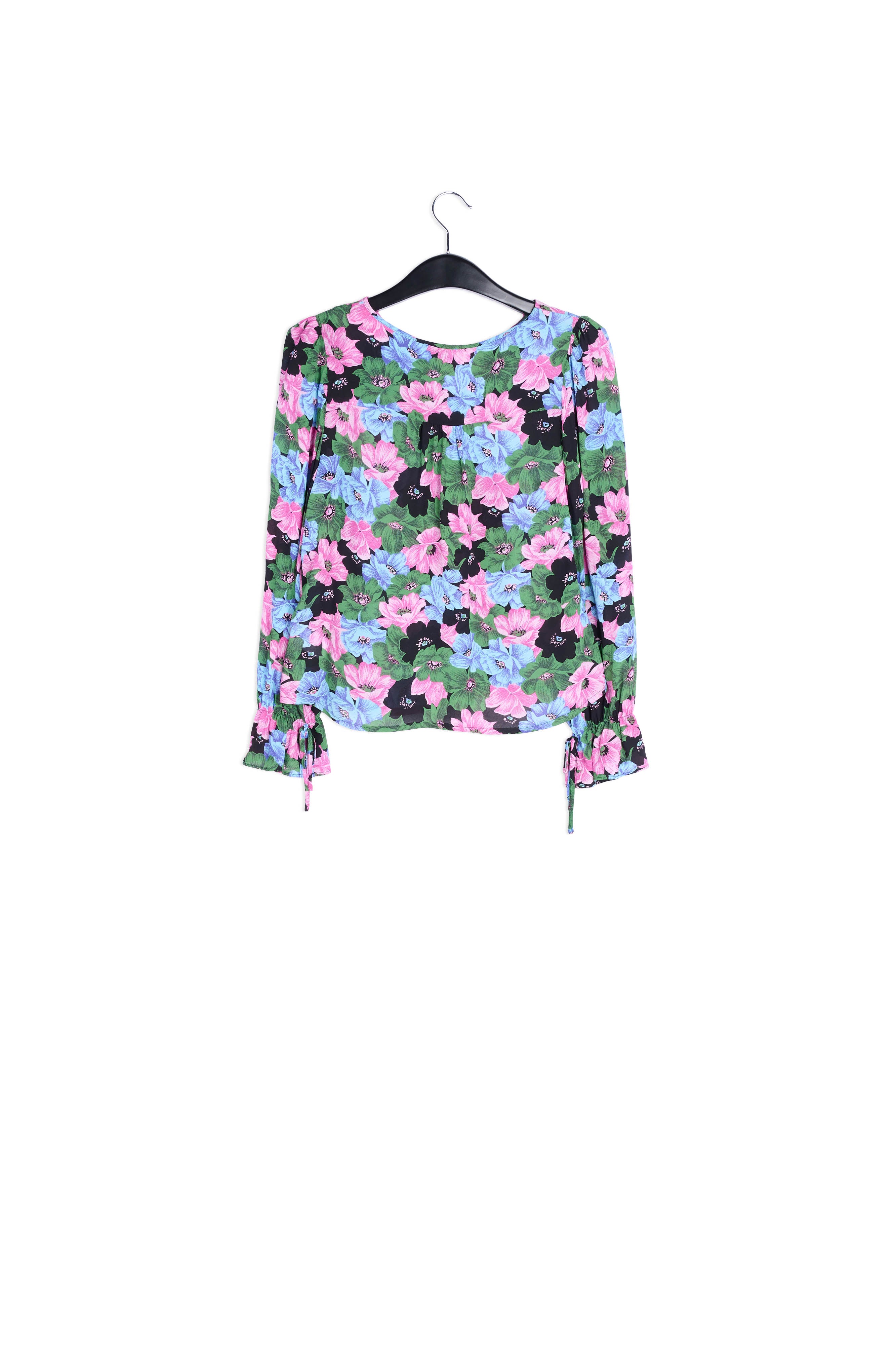 Chemisier noir, vert clair et fuchsia à imprimé floral RE—SSENTIEL | Essentiel second hand