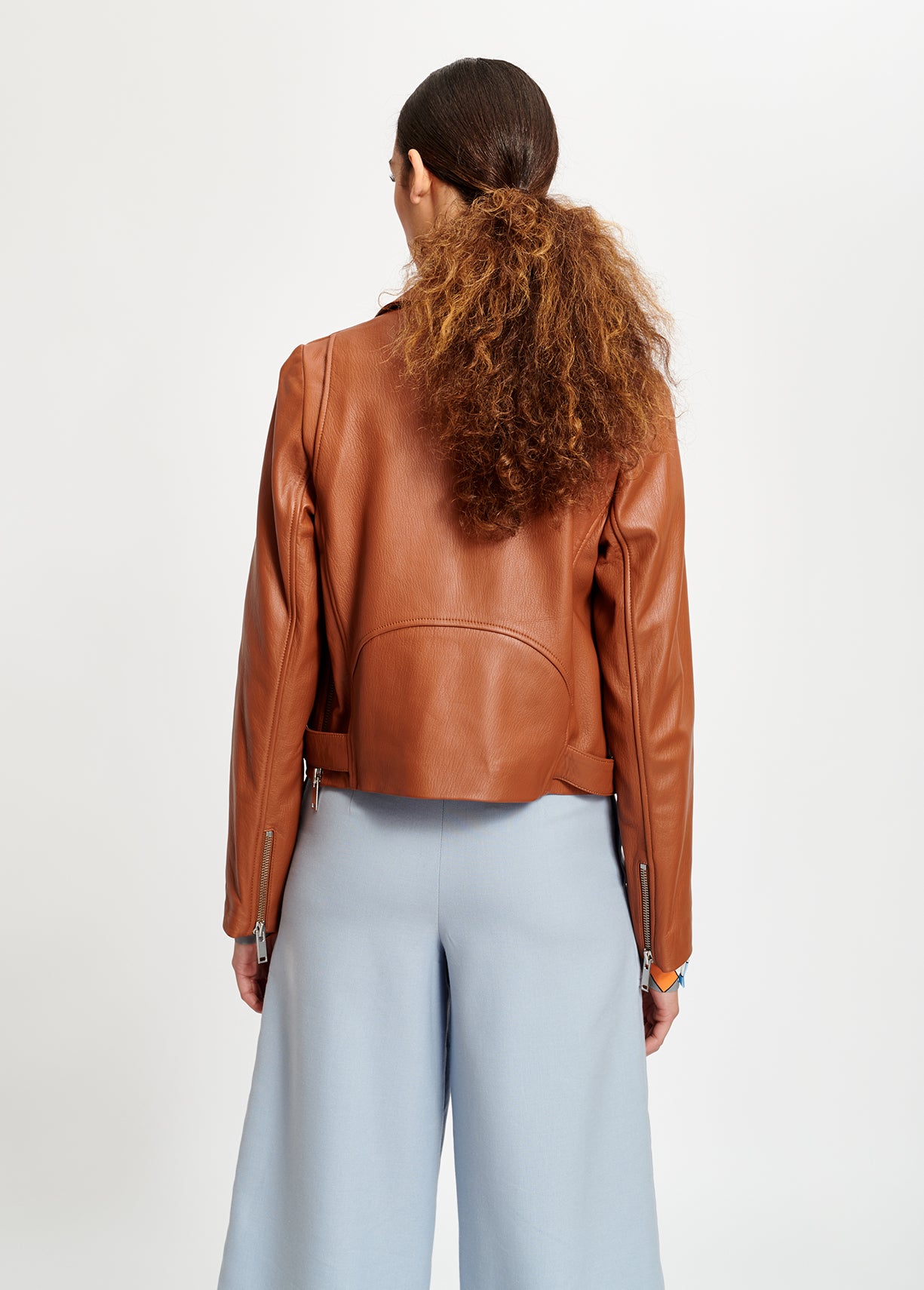 Brown leather biker jacket RE—SSENTIEL | Essentiel second hand