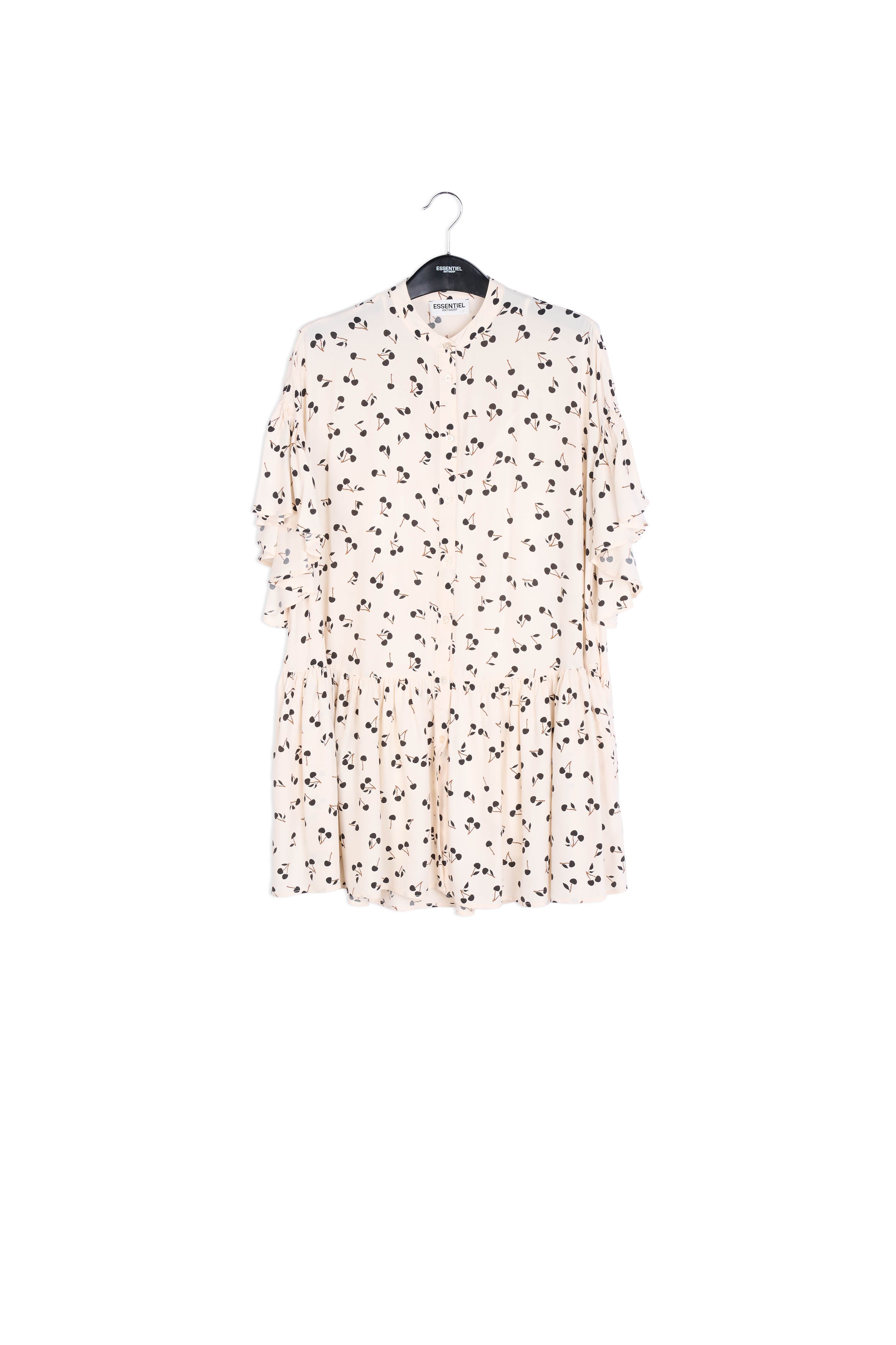 Gebroken witte mini-jurk met kersenprint RE—SSENTIEL | Essentiel second hand