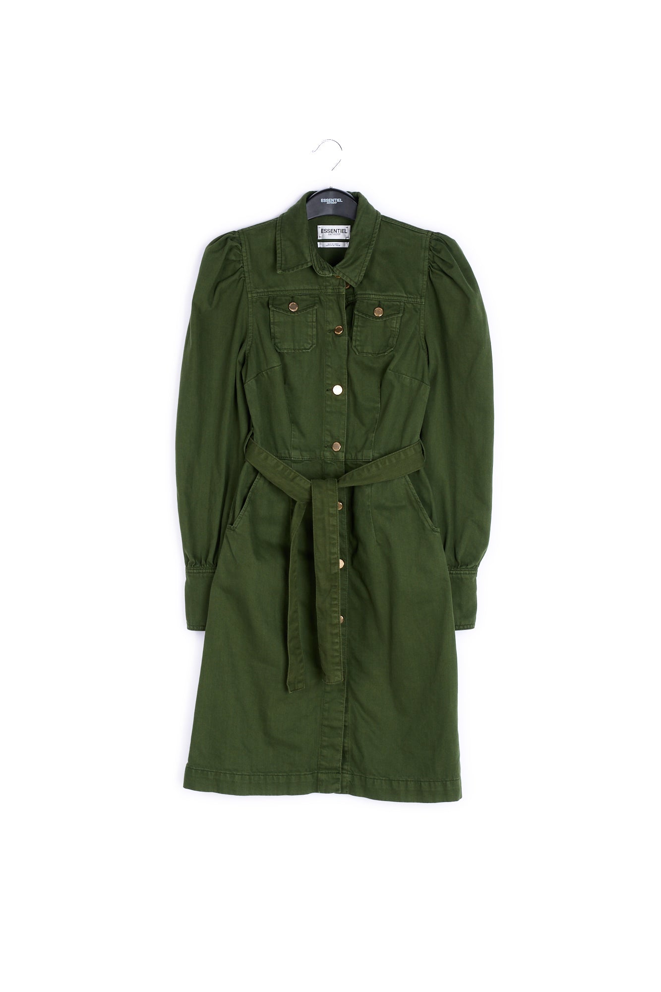 Dennengroene hemdjurk in jeansstof RE—SSENTIEL | Essentiel second hand