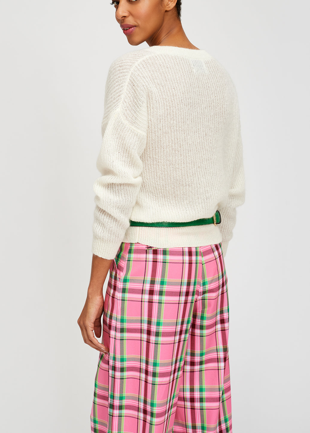 Fuchsia mohair blend v-neck sweater RE—SSENTIEL | Essentiel second hand