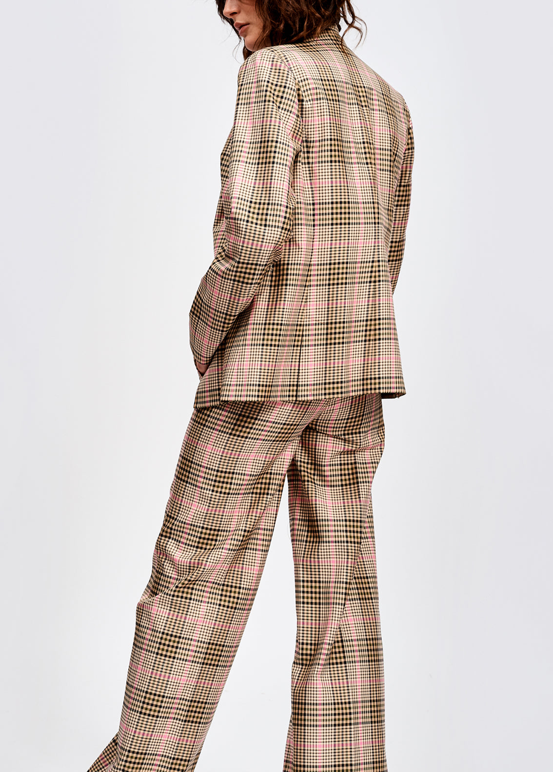 Beige and pink plaid blazer RE—SSENTIEL | Essentiel second hand