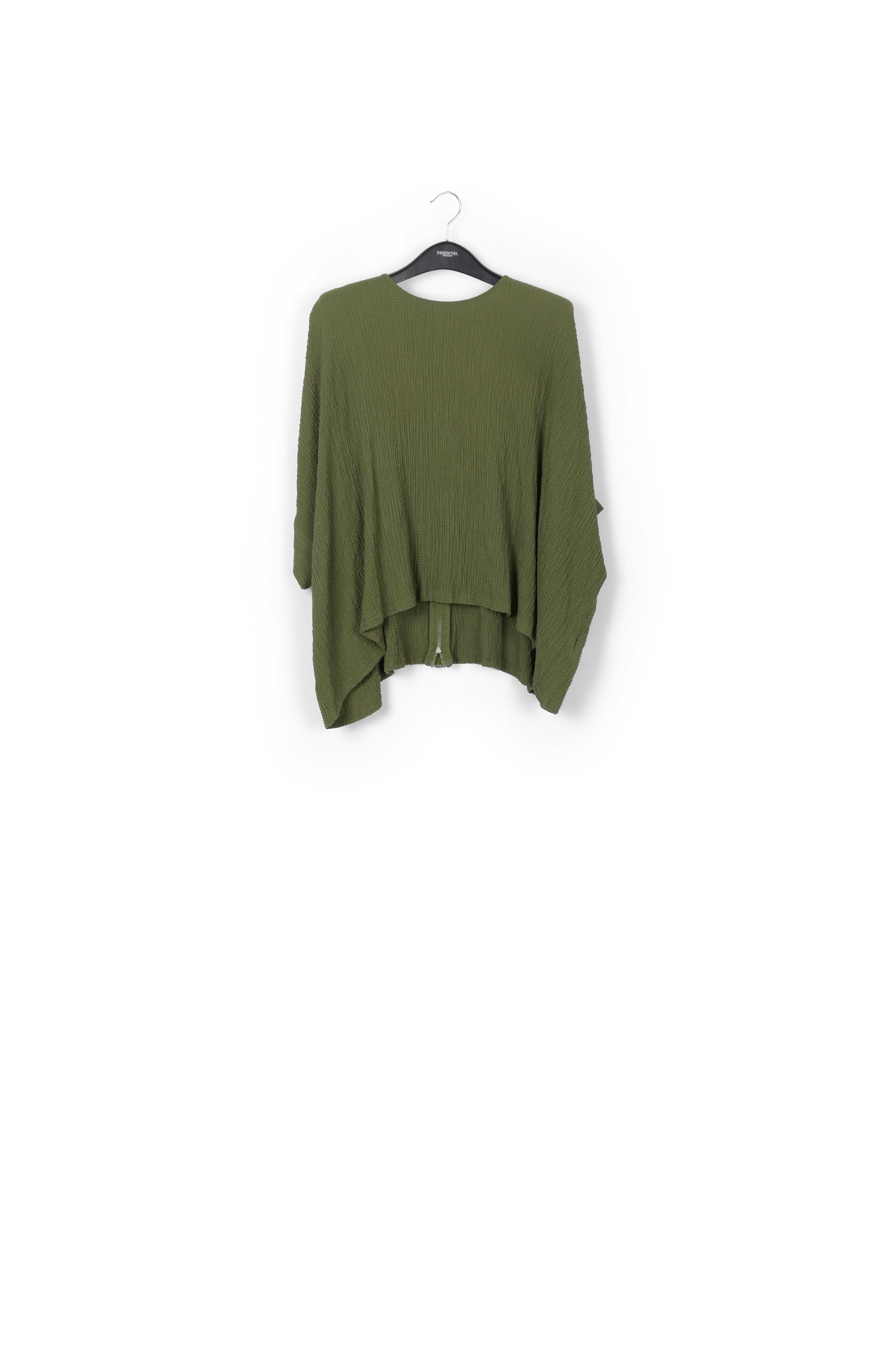 Khaki oversized seersucker top RE—SSENTIEL | Essentiel second hand