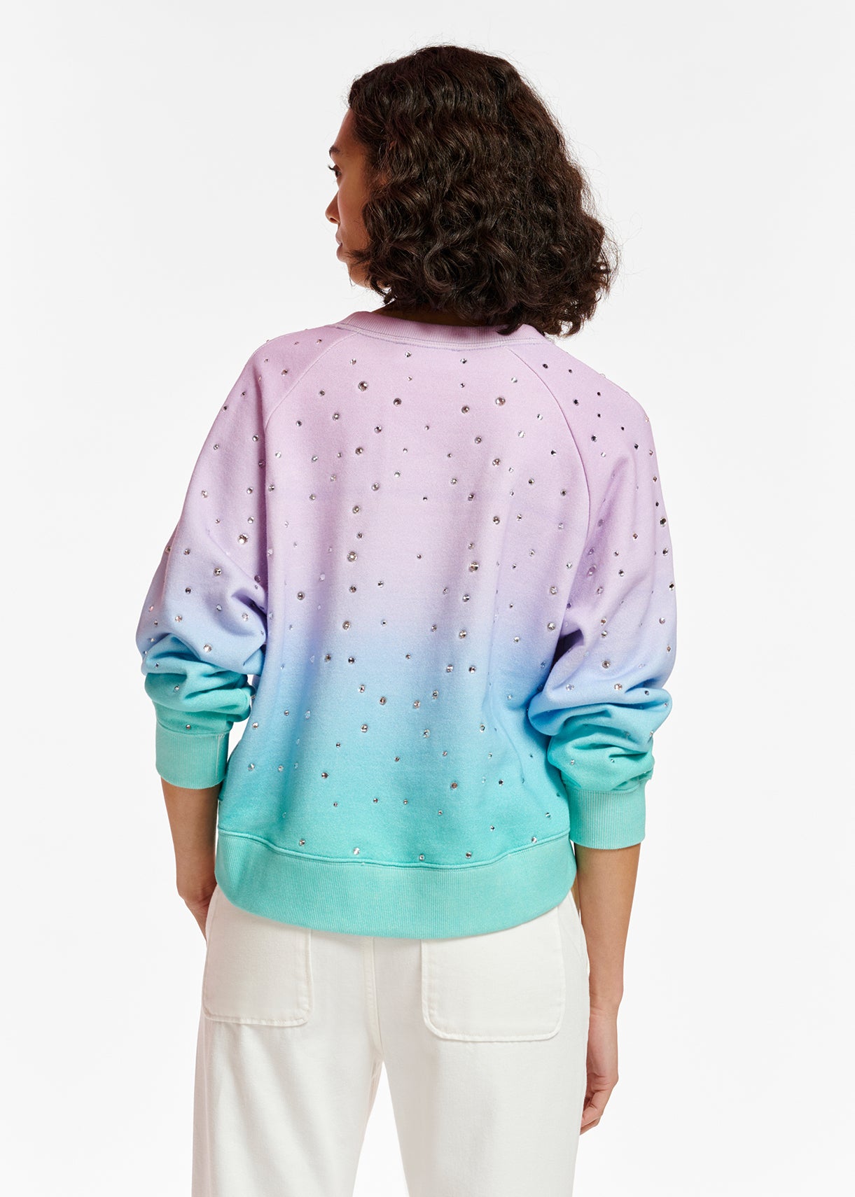 Sweatshirt violet, lilas et turquoise avec strass RE—SSENTIEL | Essentiel second hand