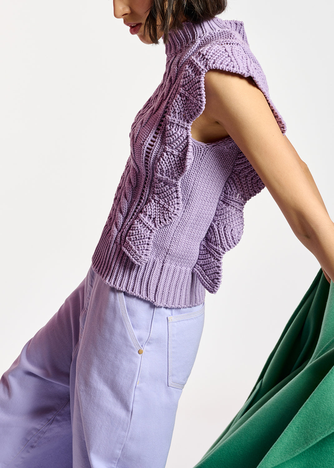 Lila trui zonder mouwen met volant RE—SSENTIEL | Essentiel second hand