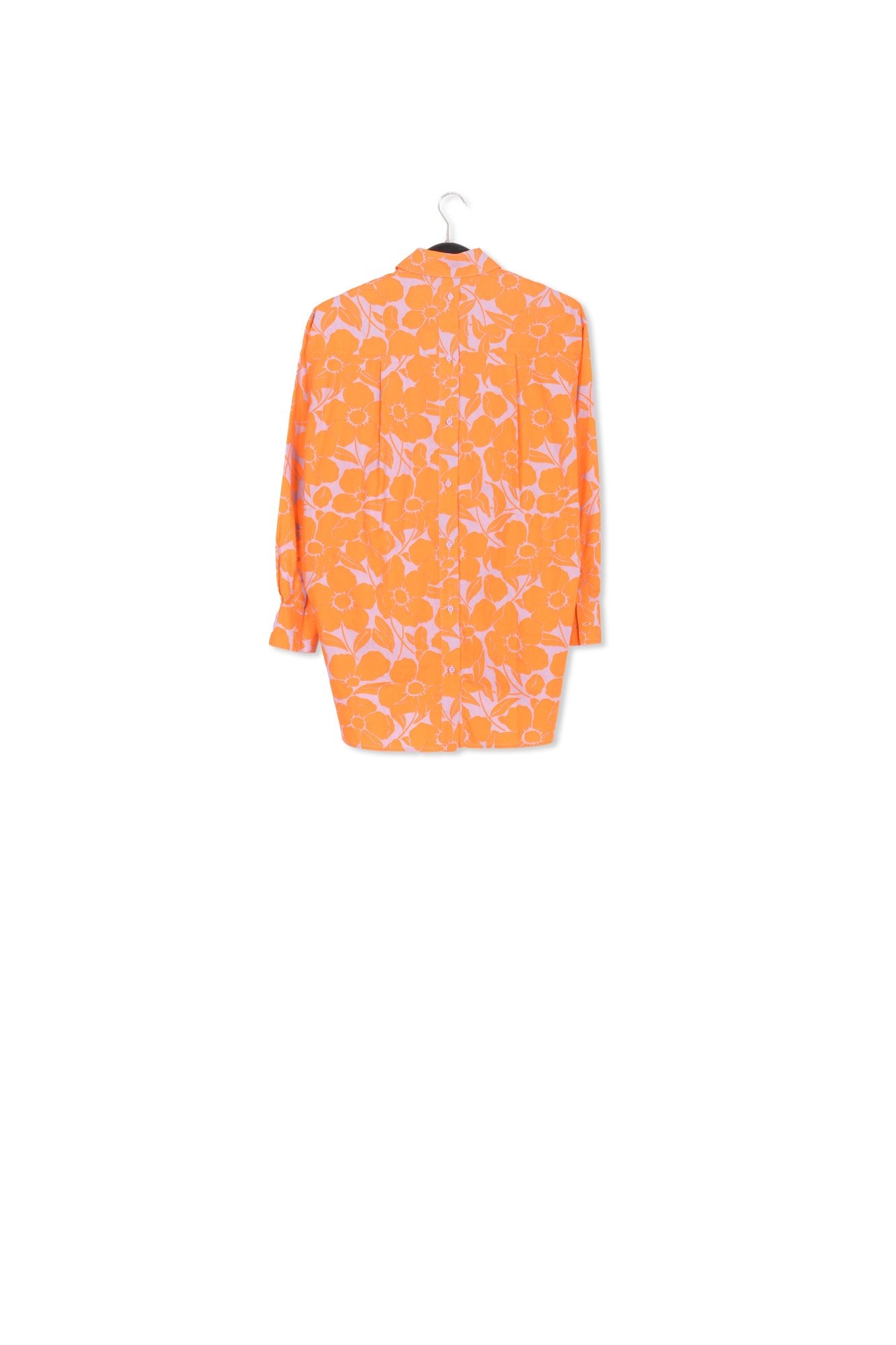 Lilac and orange cotton shirt with floral print RE—SSENTIEL | Essentiel second hand