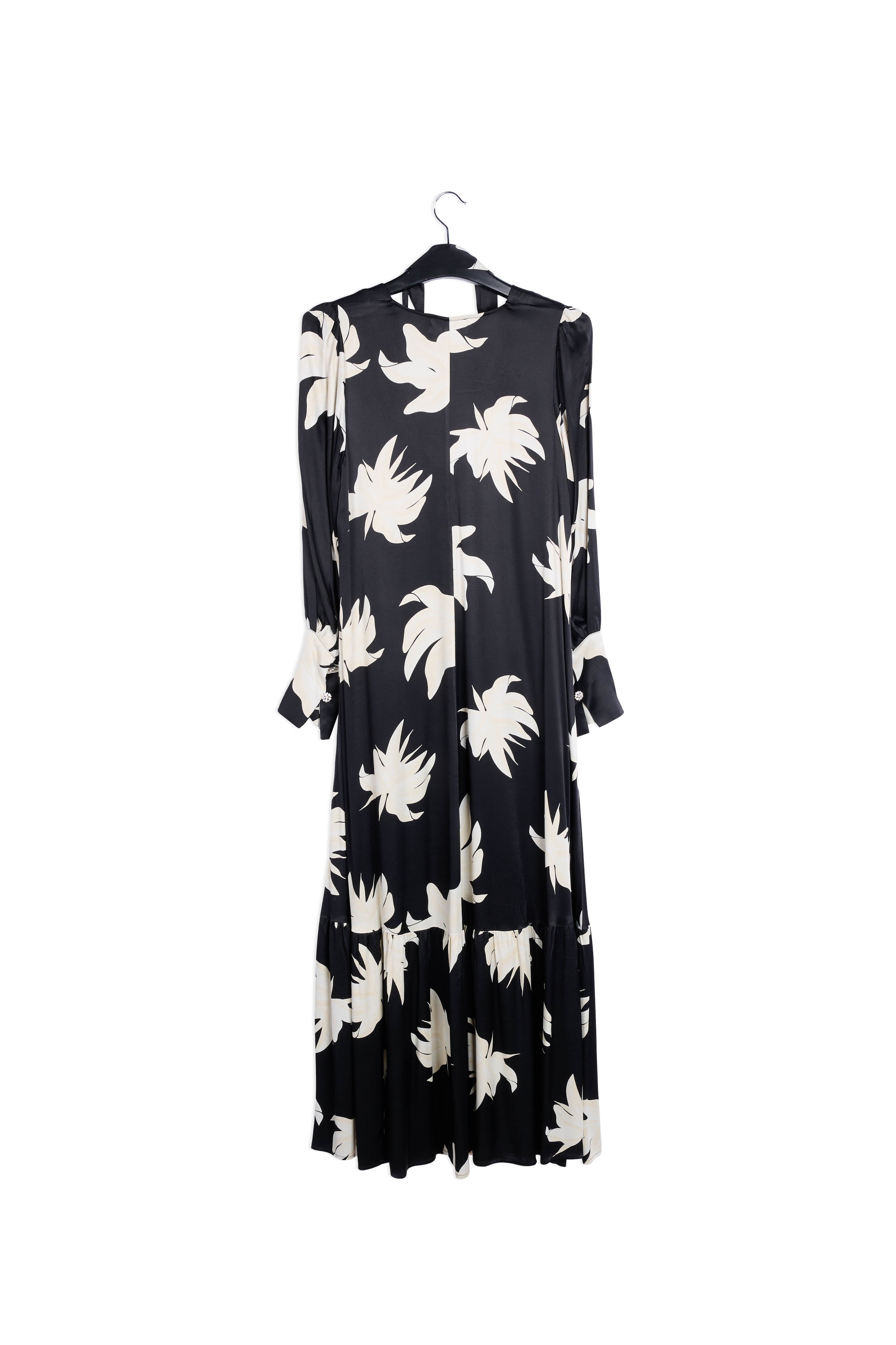 Black and off-white floral print maxi dress RE—SSENTIEL | Essentiel second hand
