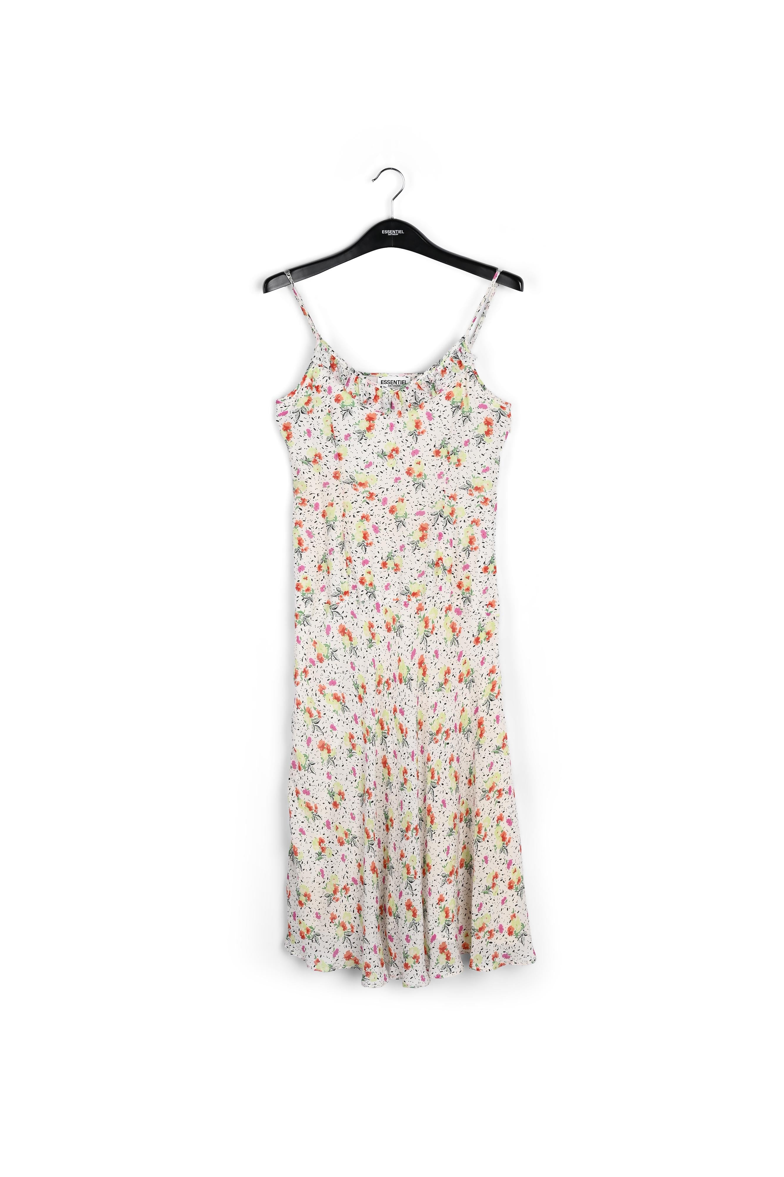 Robe midi blanc cassé à fleurs avec encolure v RE—SSENTIEL | Essentiel second hand