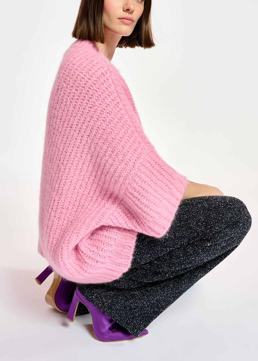 Pink boxy cut knit sweater RE—SSENTIEL | Essentiel second hand