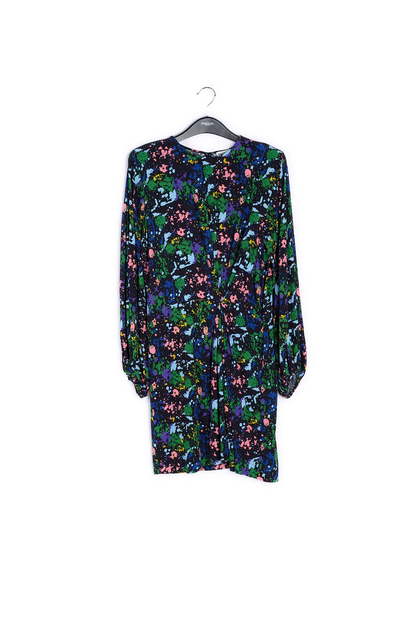 Black and blue floral print mini dress RE—SSENTIEL | Essentiel second hand