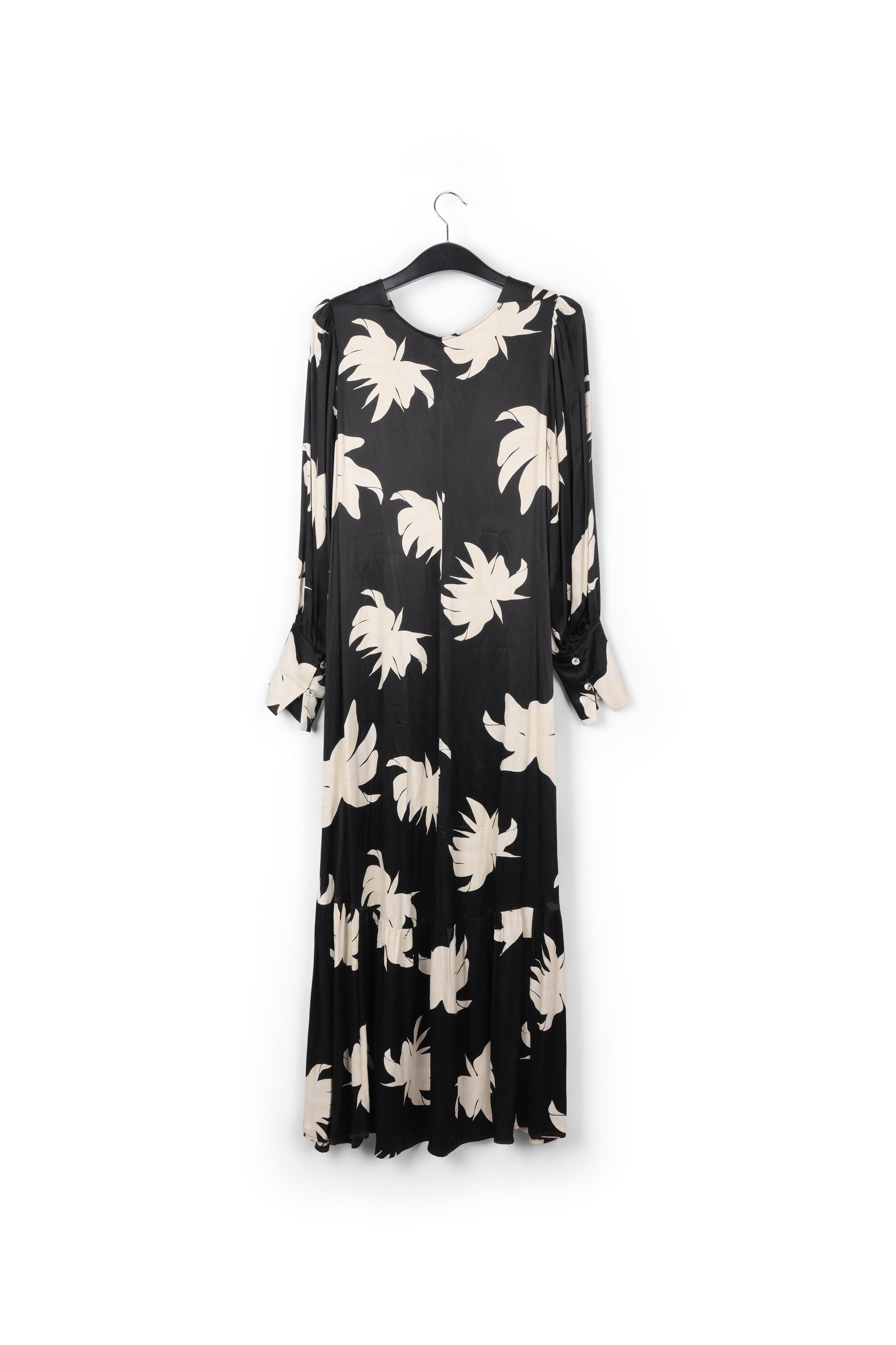 Black and off-white floral print maxi dress RE—SSENTIEL | Essentiel second hand