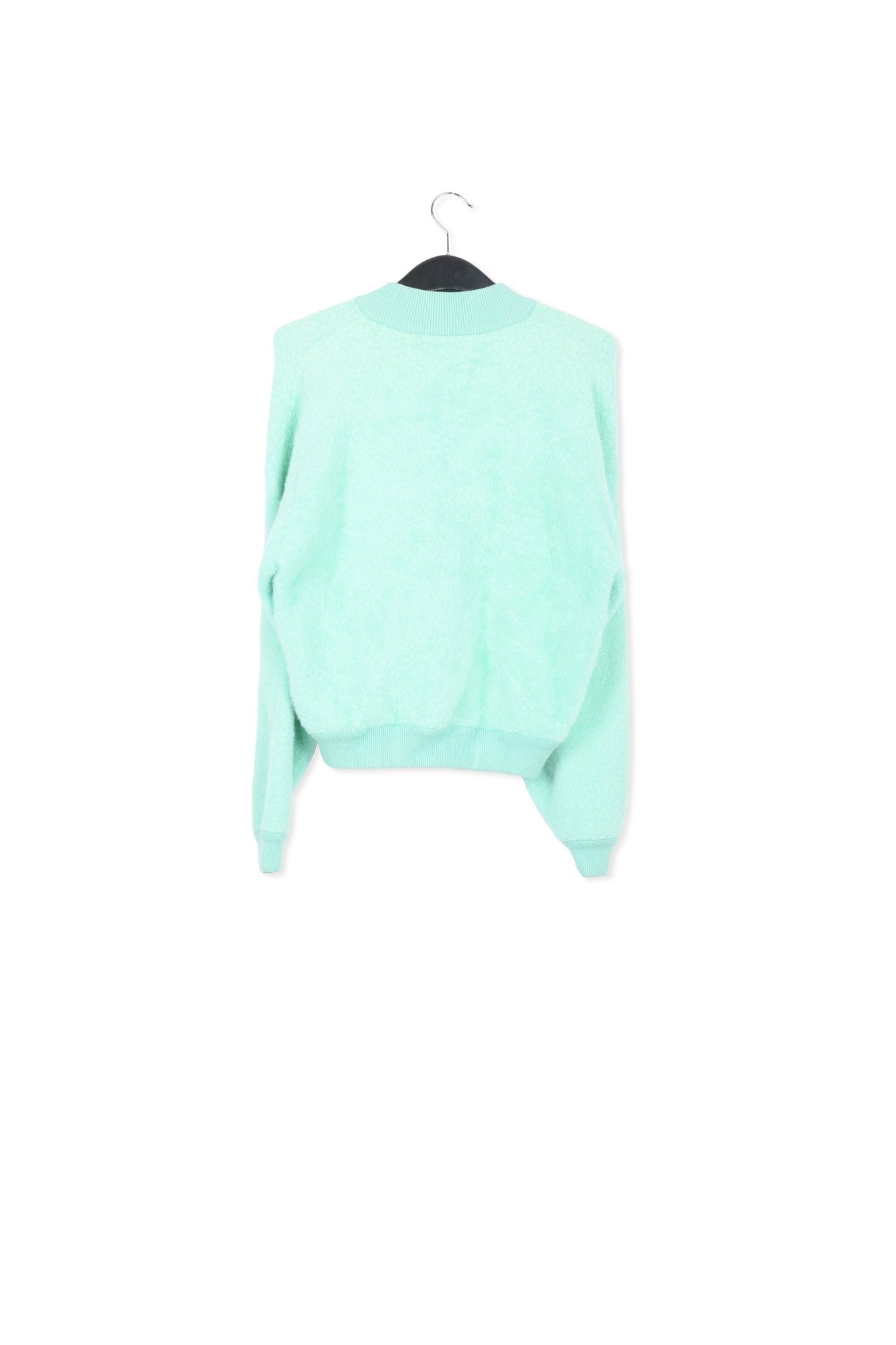 Blouson aviateur turquoise en tricot pelucheux RE—SSENTIEL | Essentiel second hand
