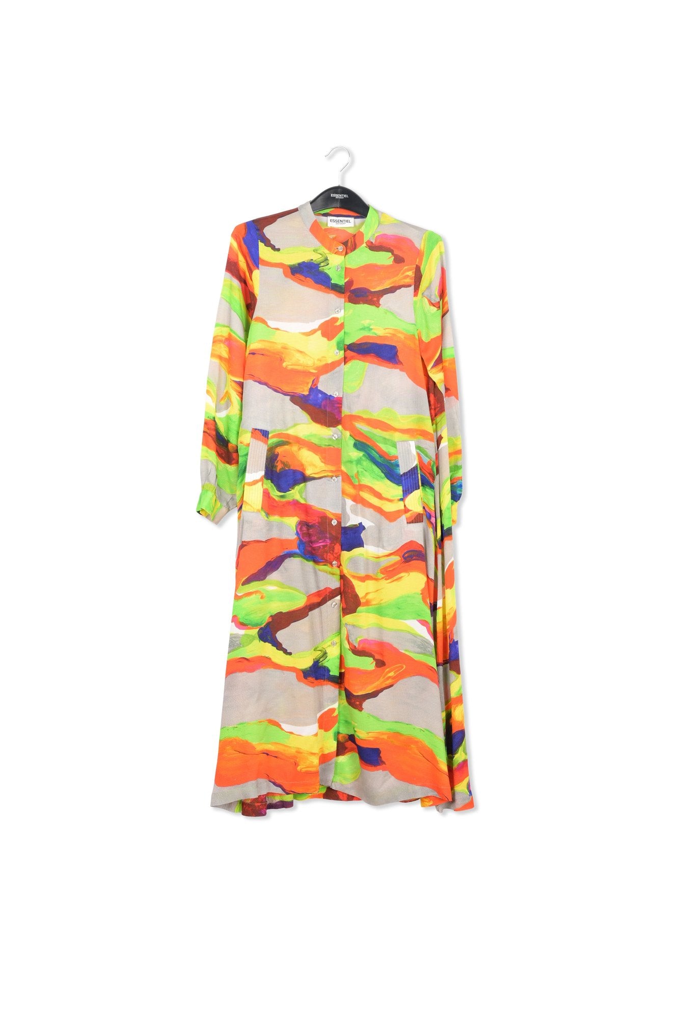 Multicolor midi-length shirt dress with paint stroke print RE—SSENTIEL | Essentiel second hand