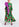 Green watercolor print maxi-length shirt dress Faume - seconde main