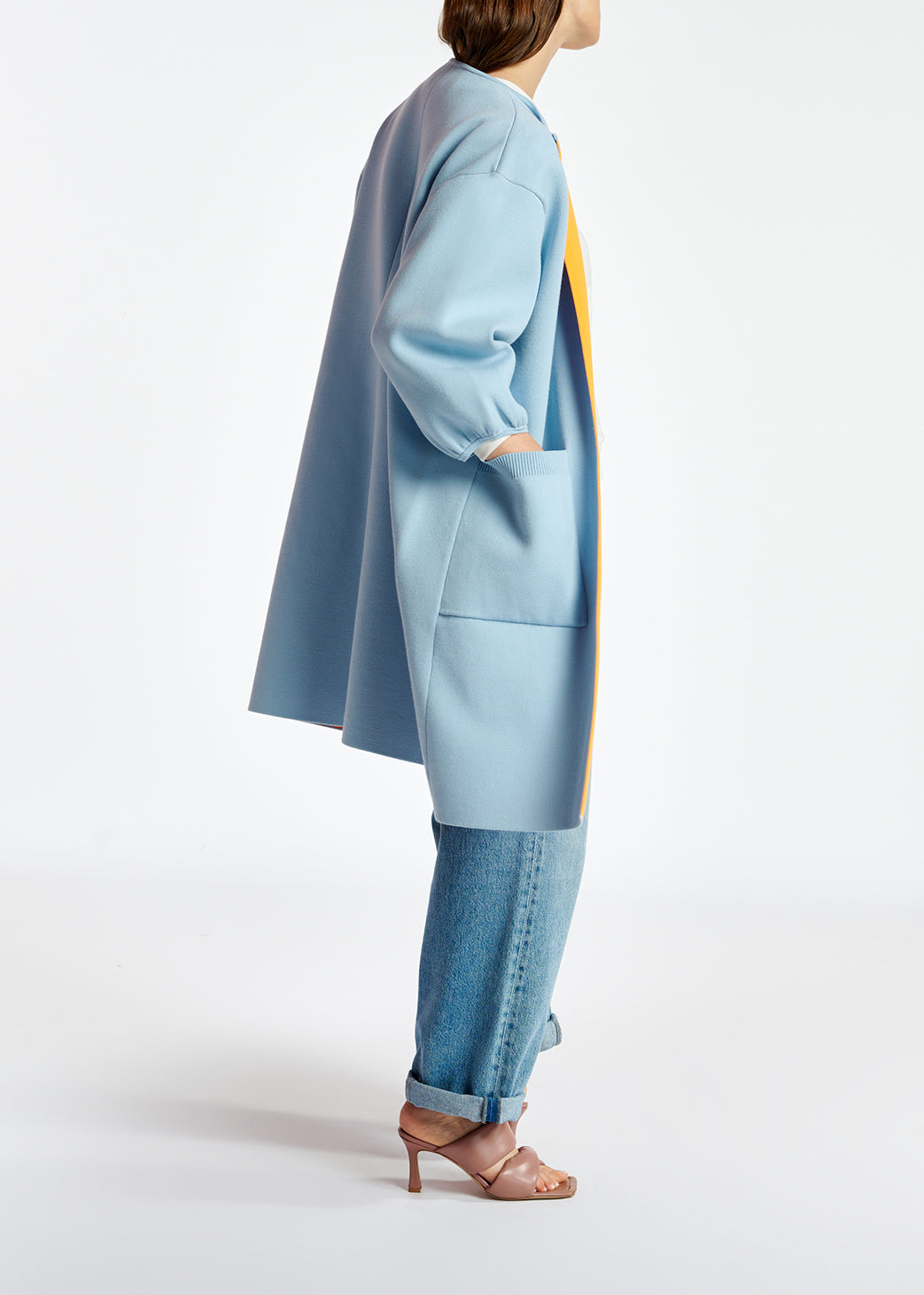 Light blue oversized knit coat RE—SSENTIEL | Essentiel second hand