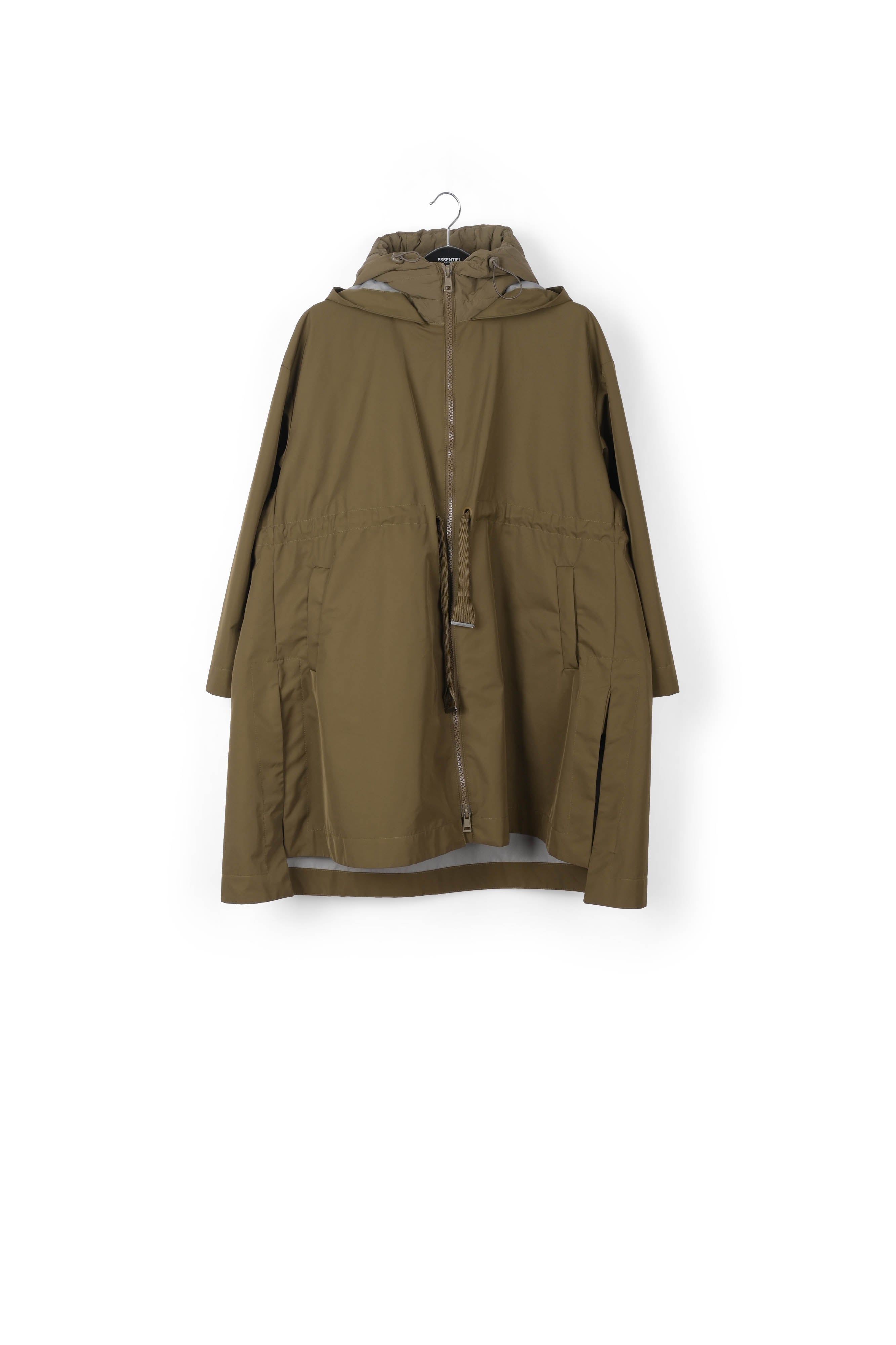Khaki oversized hooded raincoat RE—SSENTIEL | Essentiel second hand