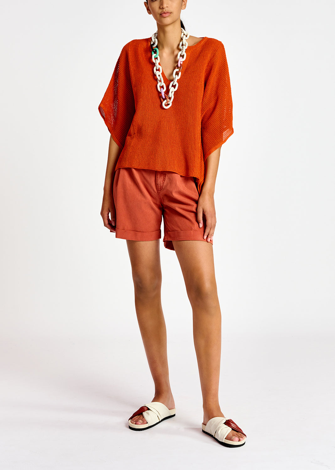 Top en tricot orange à coupe carrée RE—SSENTIEL | Essentiel second hand