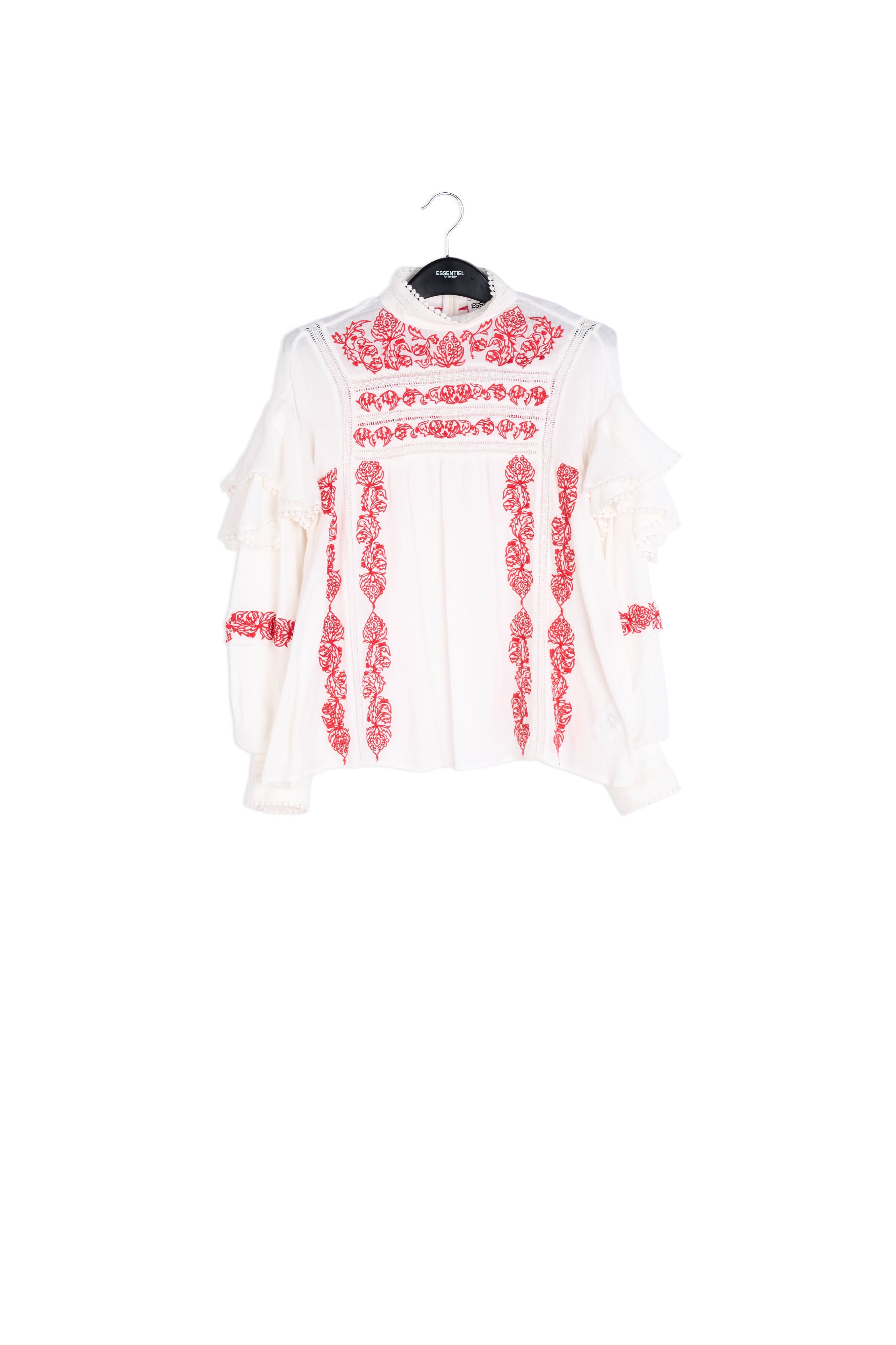 Gebroken witte top met volants en kant RE—SSENTIEL | Essentiel second hand