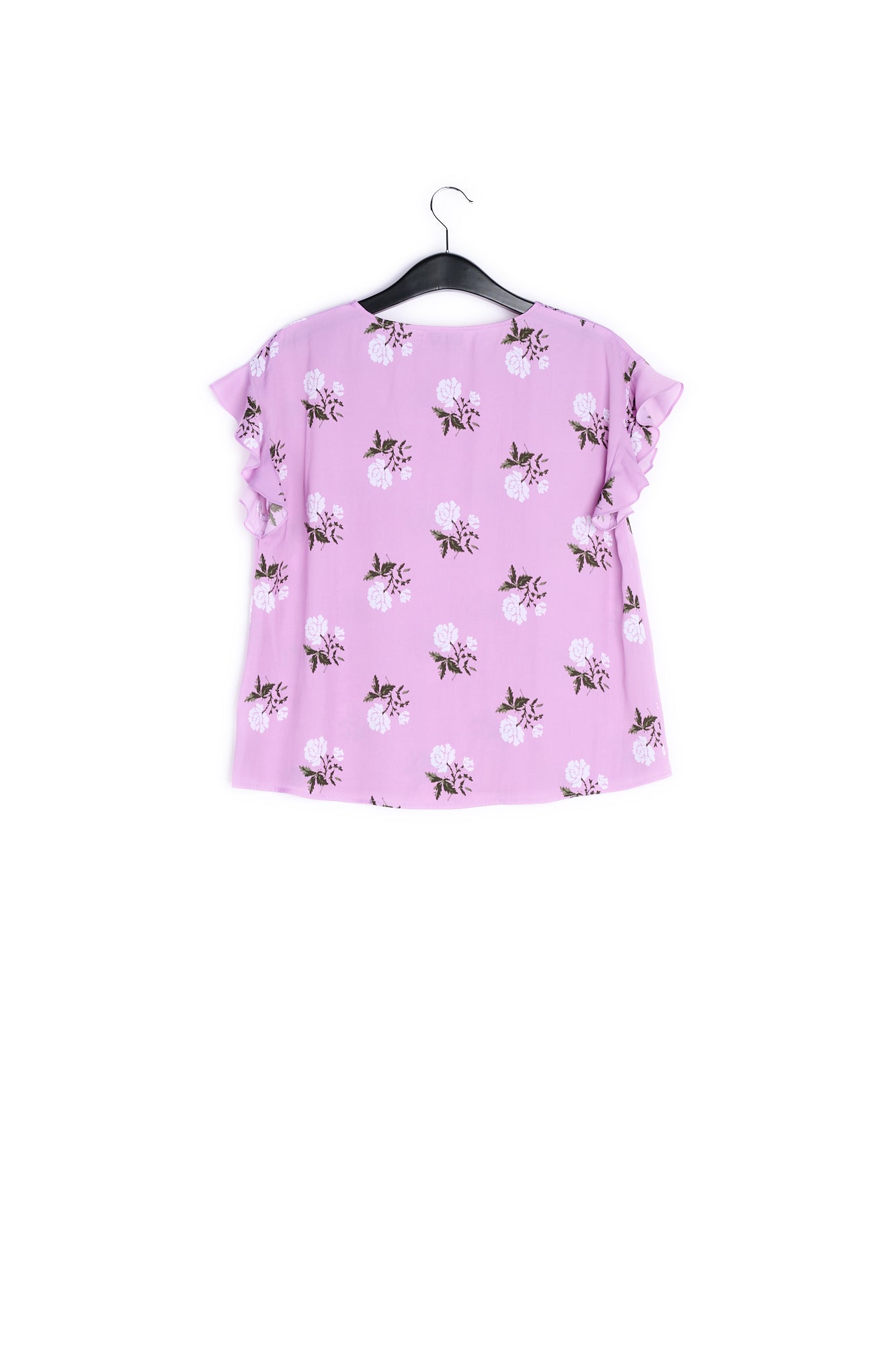 Pink flower print top with ruffled sleeves RE—SSENTIEL | Essentiel second hand