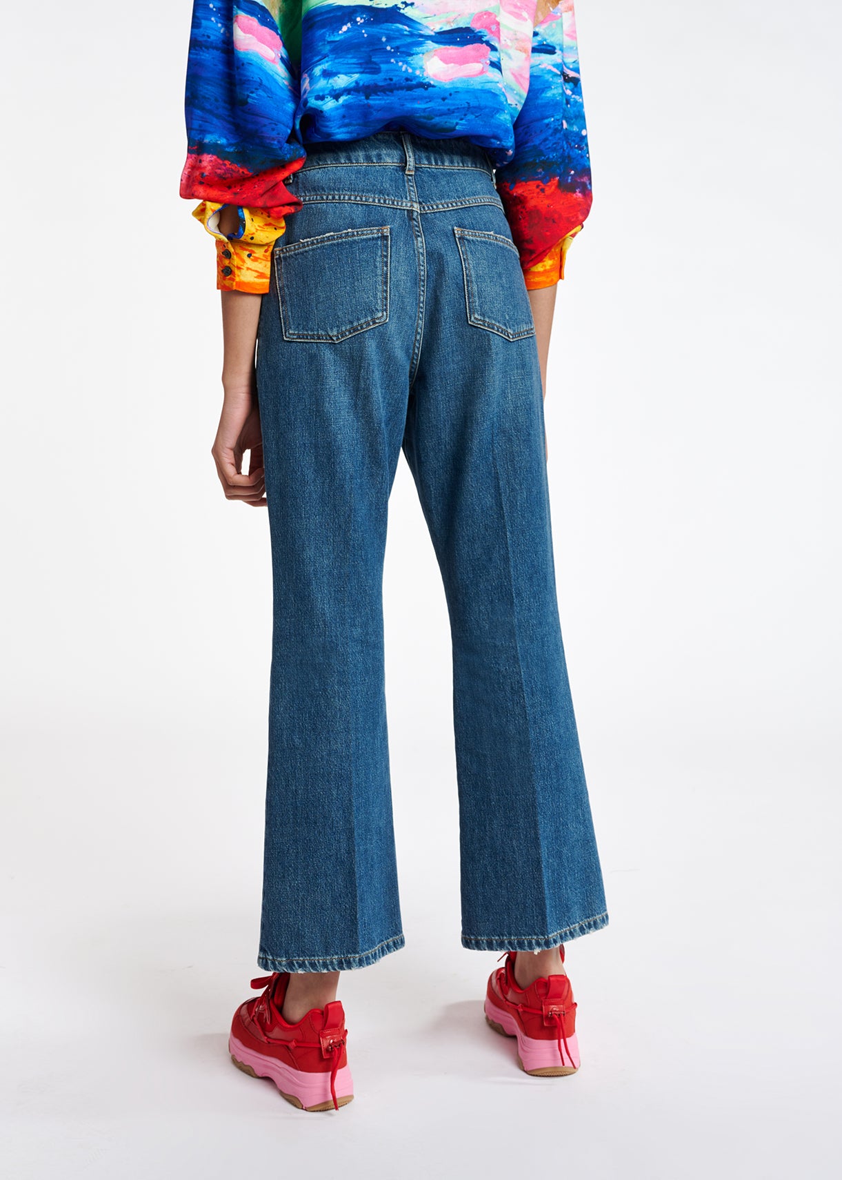 Blue cotton-stretch flared-fit jeans RE—SSENTIEL | Essentiel second hand