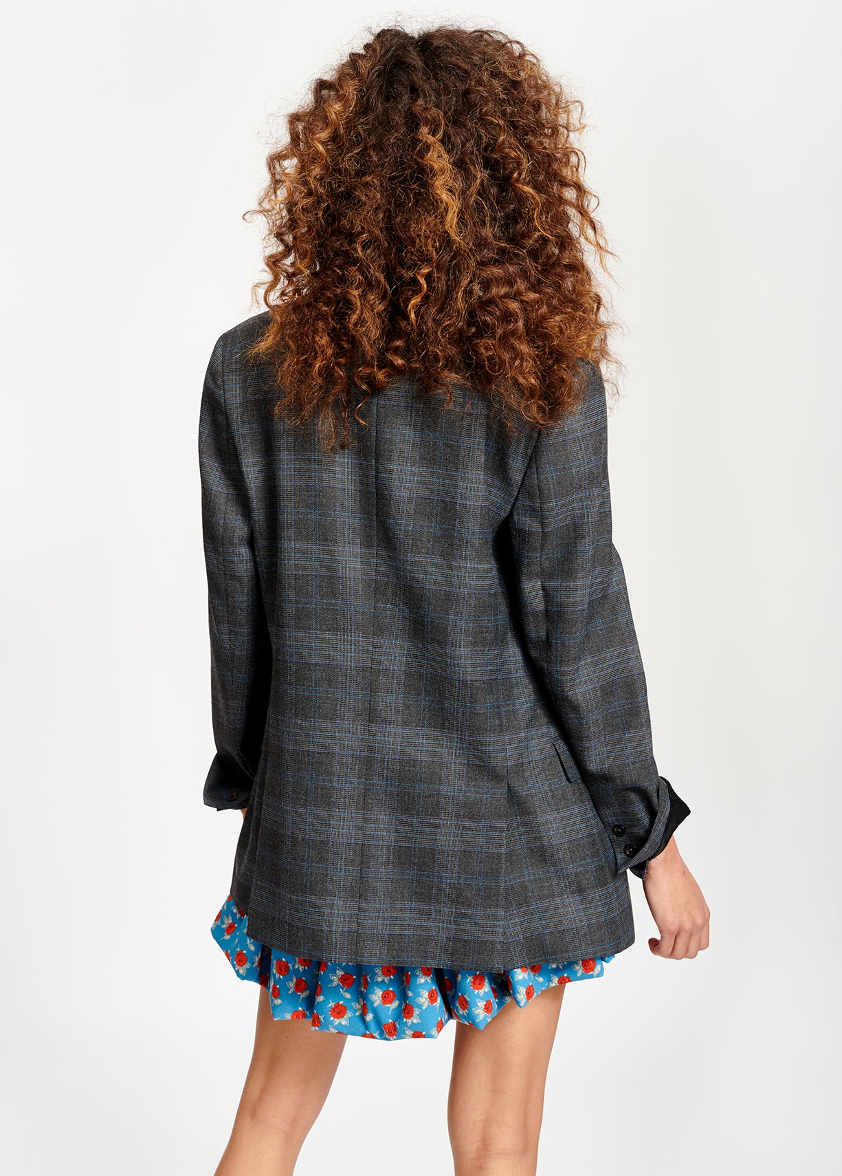 Veste blazer gris droit à carreaux RE—SSENTIEL | Essentiel second hand