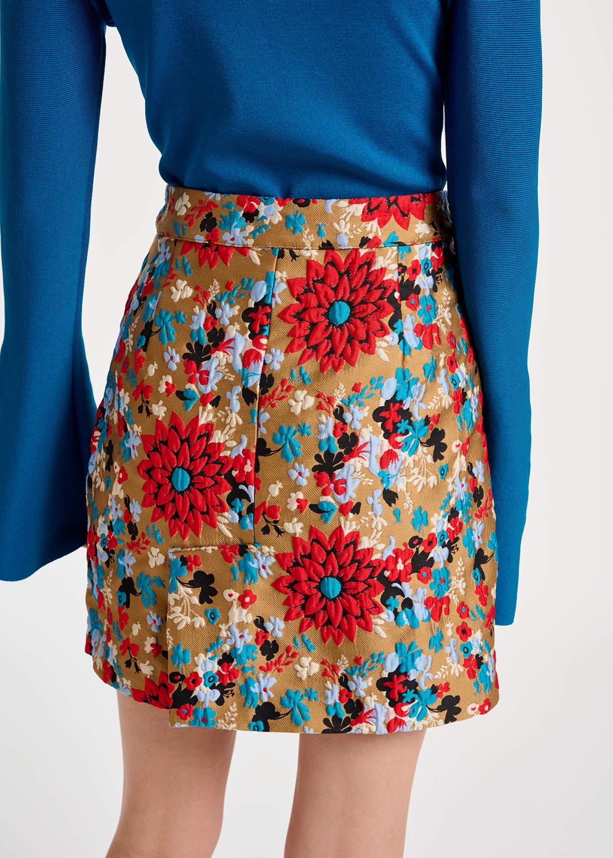 Camel floral jacquard mini skirt RE—SSENTIEL | Essentiel second hand