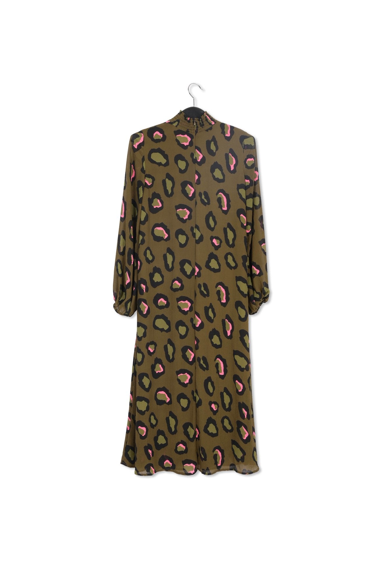 Khaki leopard-print midi-length dress RE—SSENTIEL | Essentiel second hand